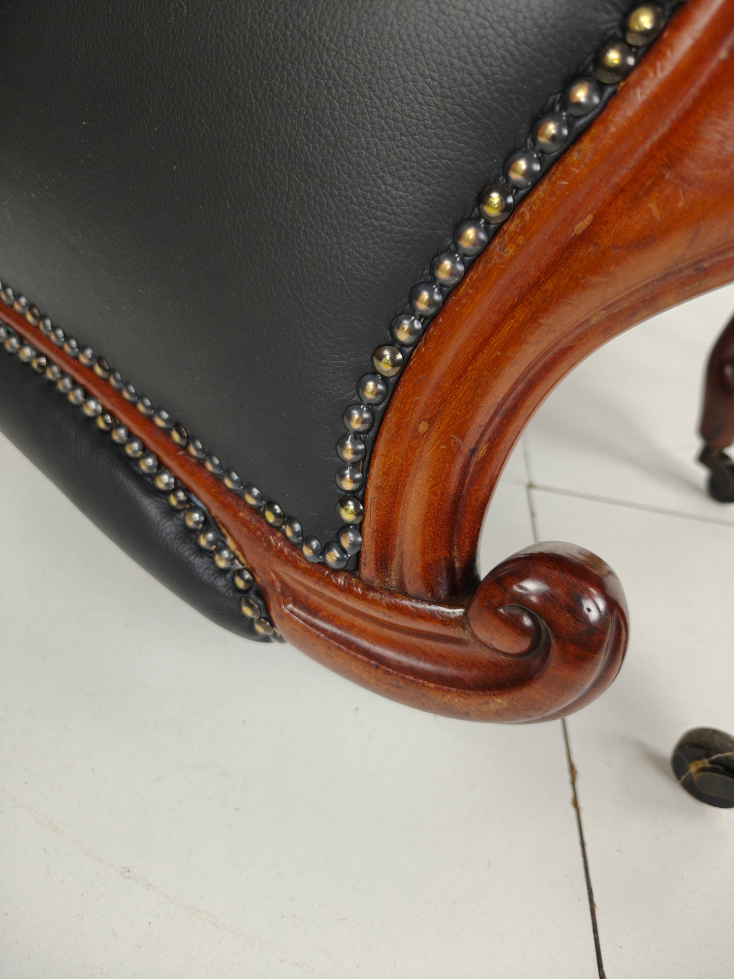 19th Century Antique Library Chair by Horrix – Black Leather 19th Century Antique Library Chair by Horrix – Black Leather