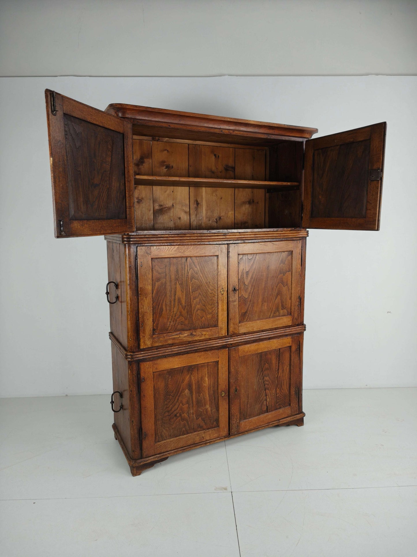 19th Century European Pine Campaign Cabinet / Chest-on-Chest 19th Century European Pine Campaign Cabinet / Chest-on-Chest