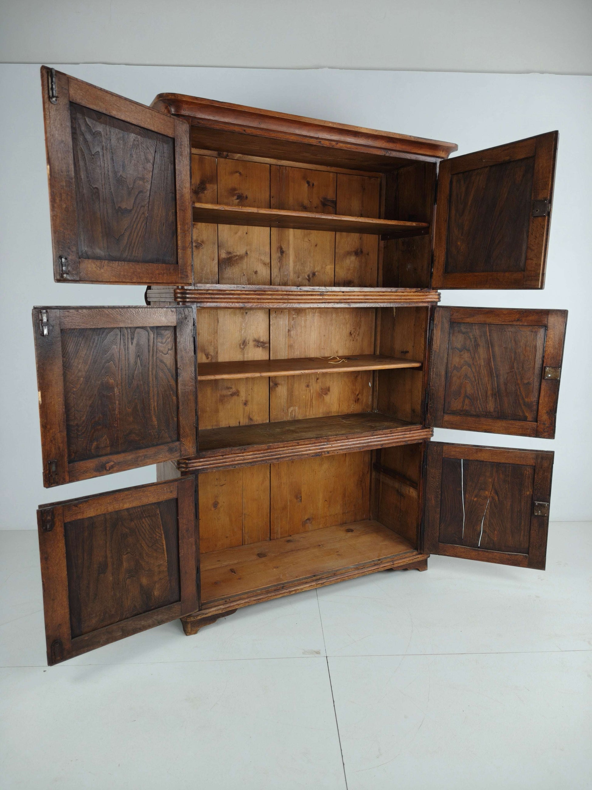 19th Century European Pine Campaign Cabinet / Chest-on-Chest 19th Century European Pine Campaign Cabinet / Chest-on-Chest