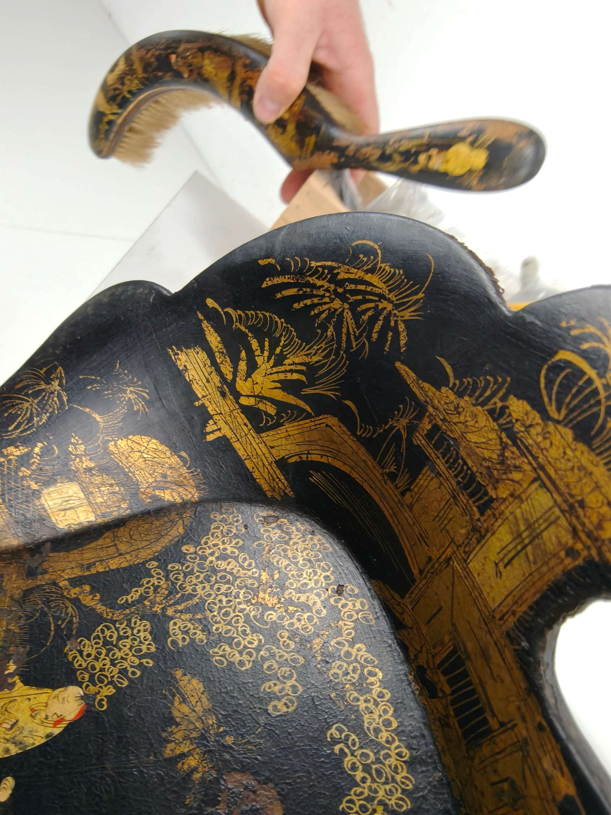 19th-Century French Chinoiserie Papier-Mâché Silent Butler 19th-Century French Chinoiserie Papier-Mâché Silent Butler