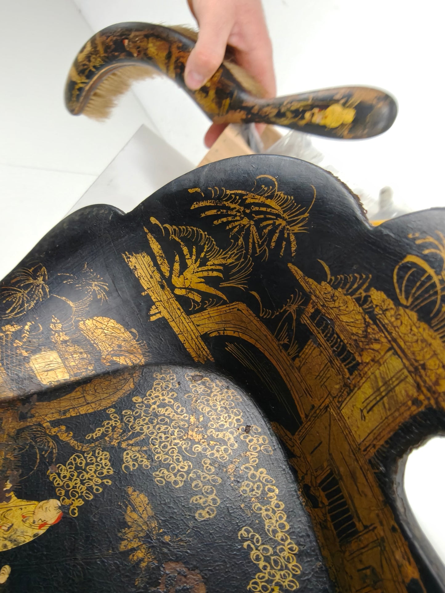 19th-Century French Chinoiserie Papier-Mâché Silent Butler 19th-Century French Chinoiserie Papier-Mâché Silent Butler