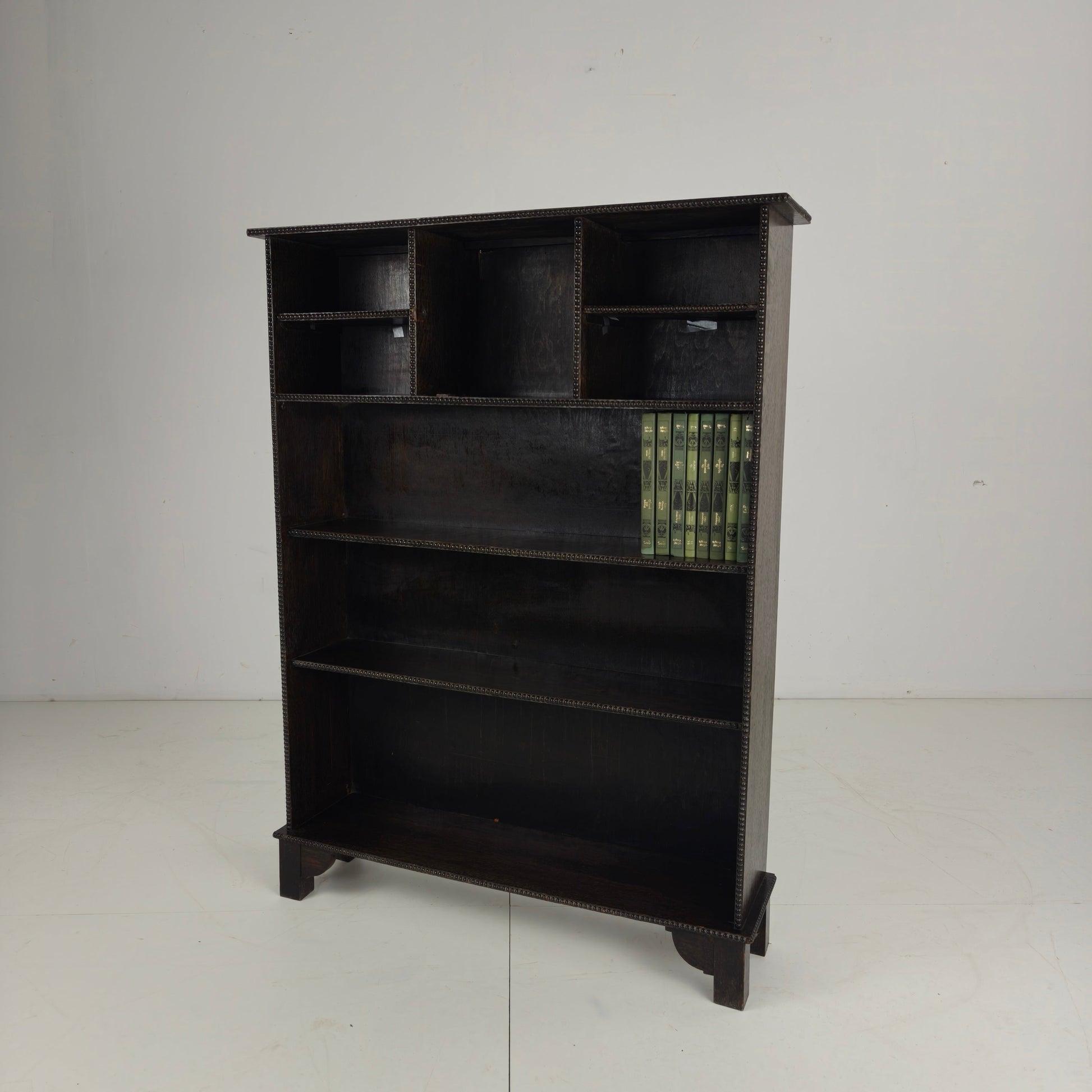 20th Century Open Bookcase with Bead Motif 20th Century Open Bookcase with Bead Motif