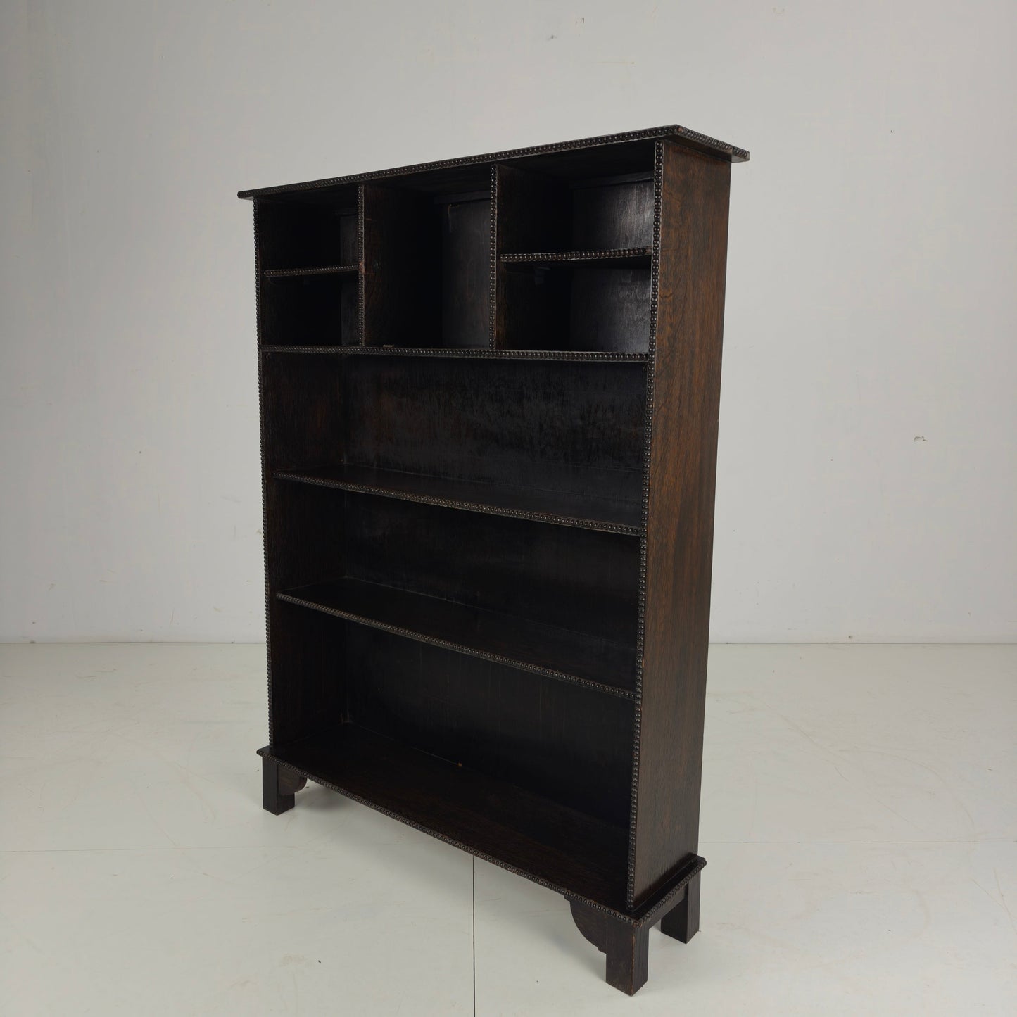 20th Century Open Bookcase with Bead Motif 20th Century Open Bookcase with Bead Motif