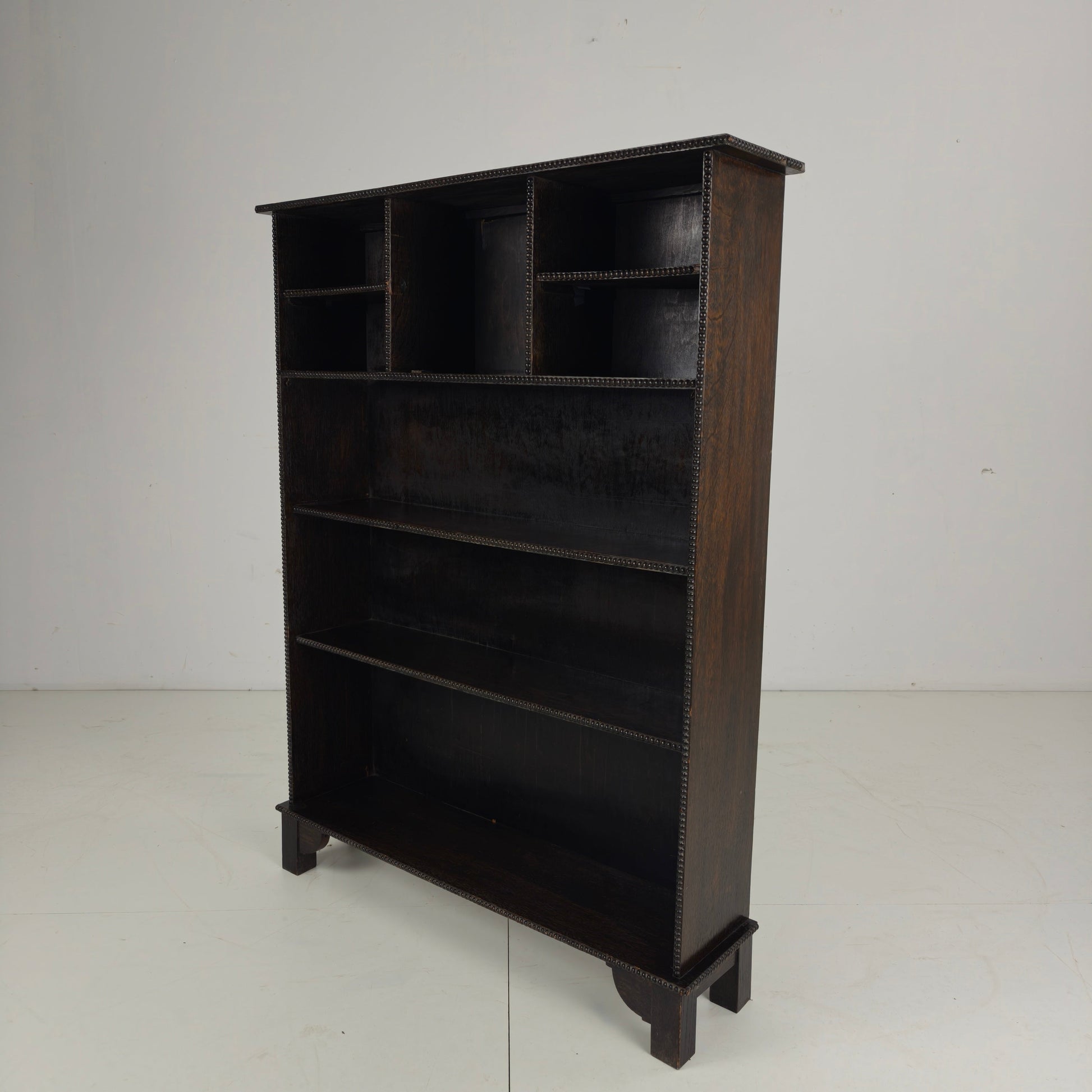 20th Century Open Bookcase with Bead Motif 20th Century Open Bookcase with Bead Motif