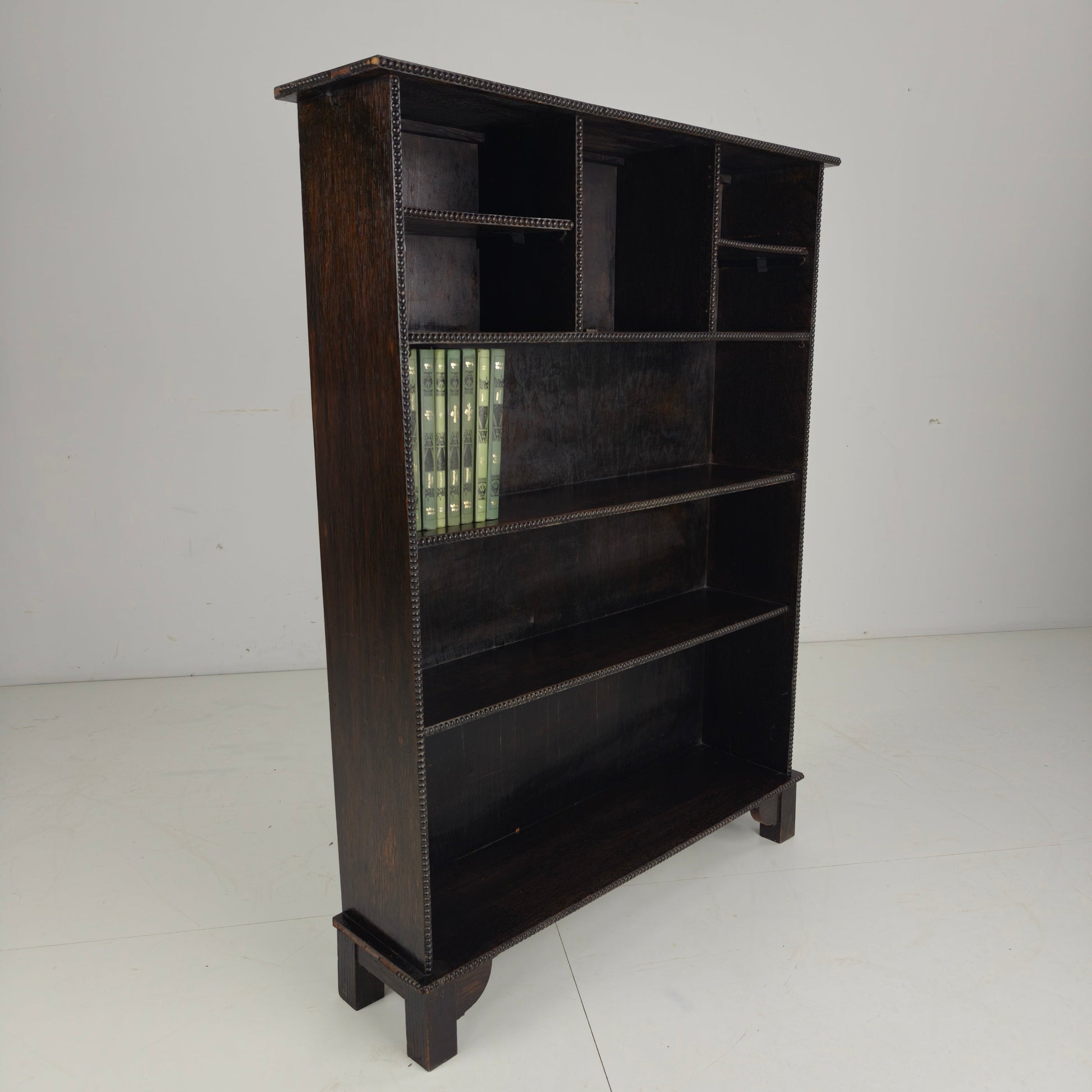 20th Century Open Bookcase with Bead Motif 20th Century Open Bookcase with Bead Motif