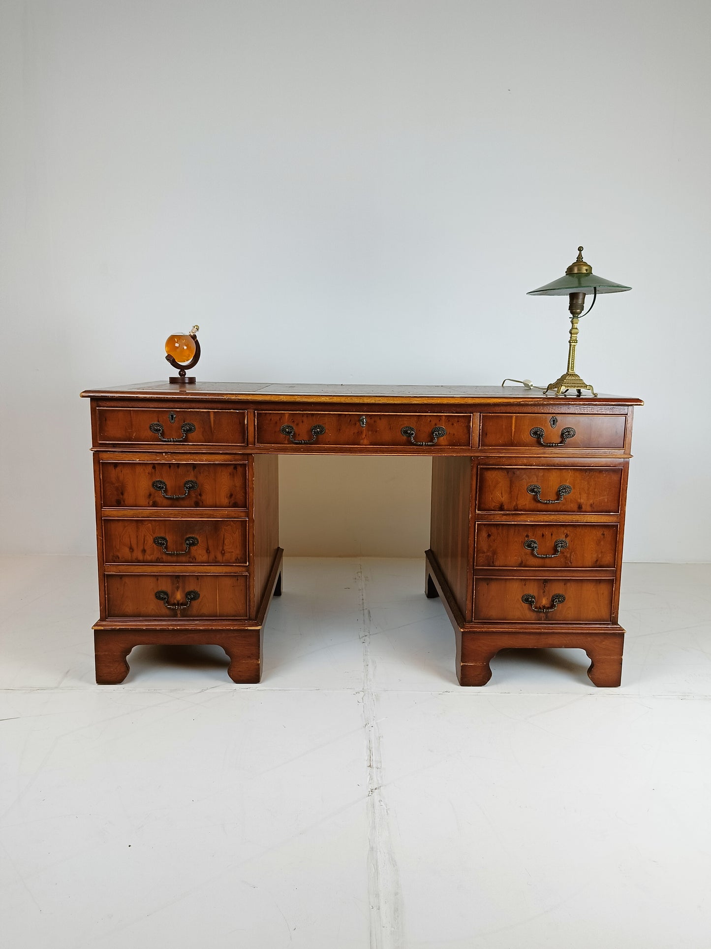 Chesterfield Office Desk with Leather Top
