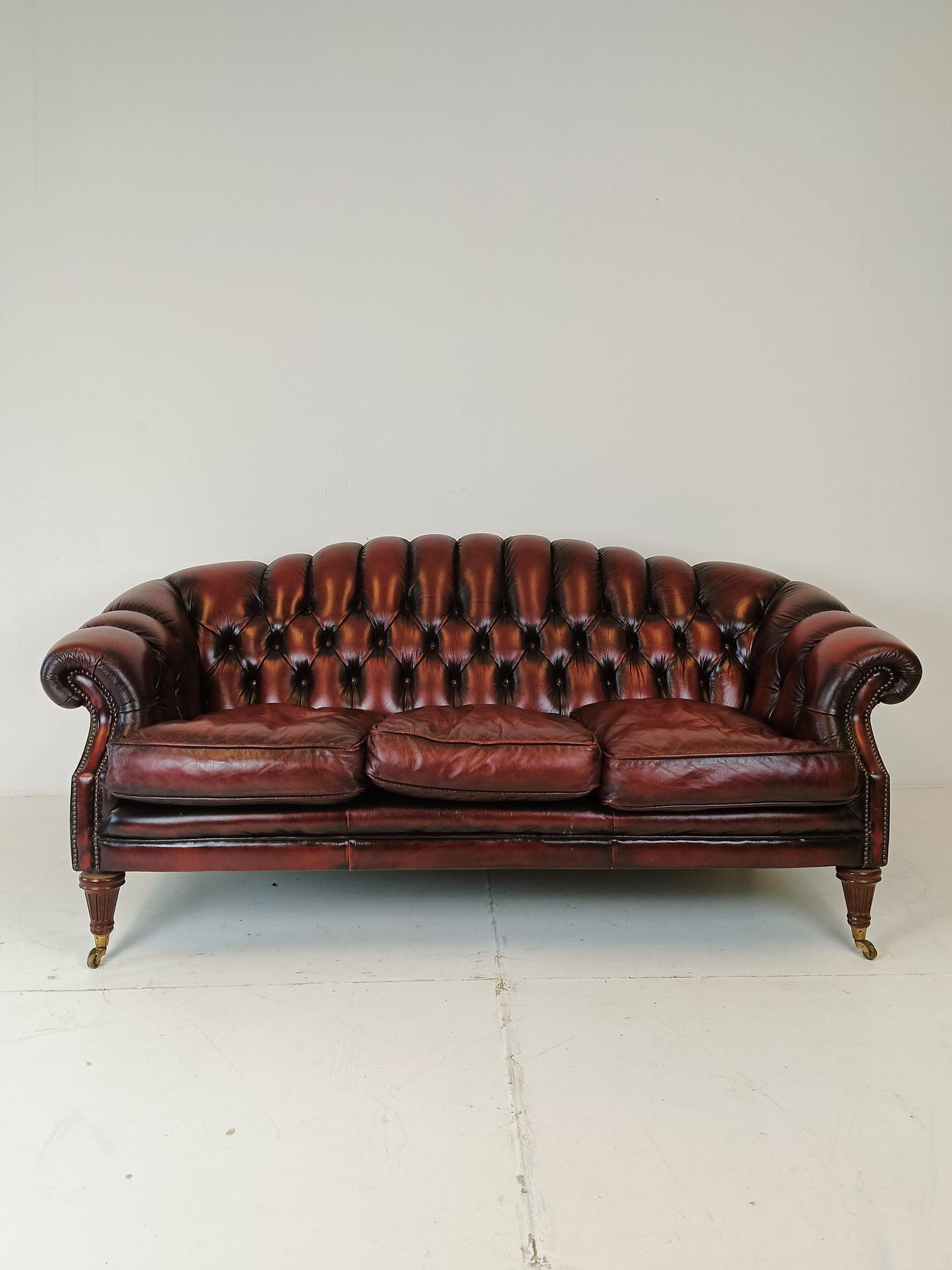 Oxblood Real Leather Chesterfield sofa