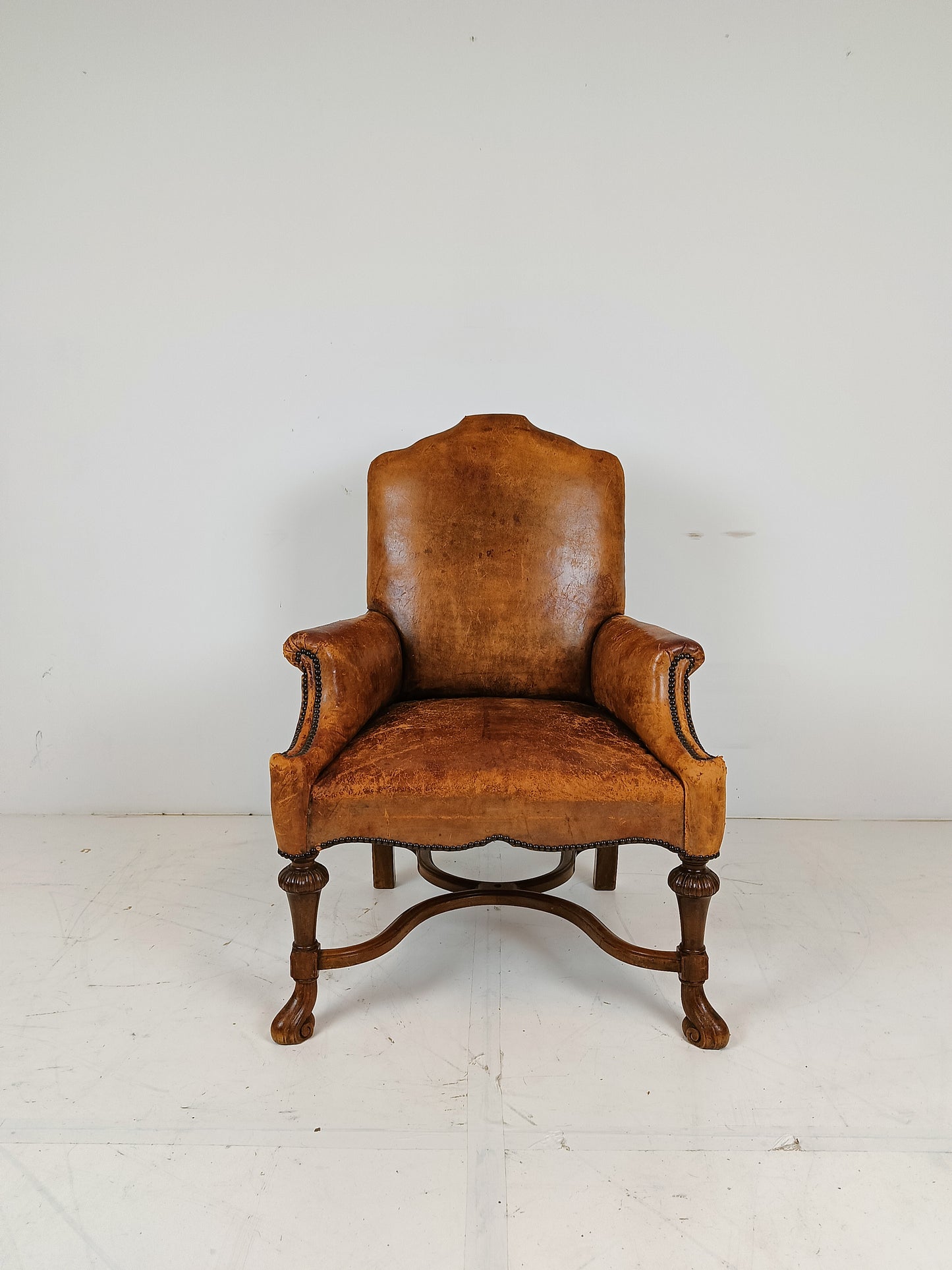 Chippendale Sheep Leather Arm Chair