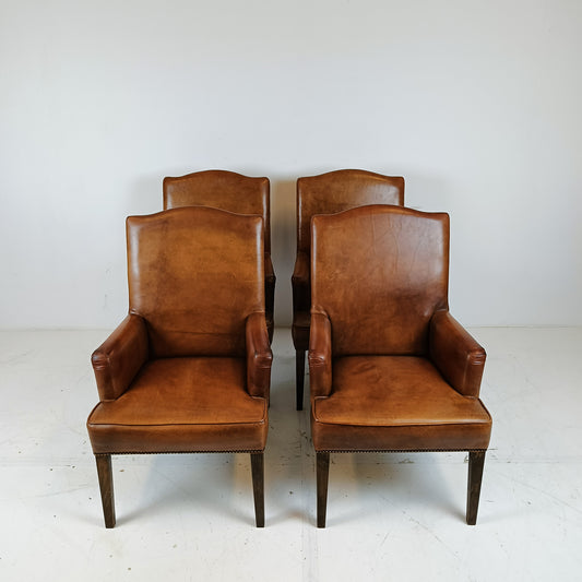 Classic set of leather dining chairs