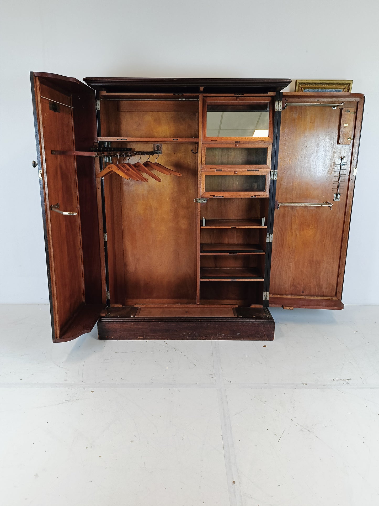 1920s, Mahogany and Oak Compactom Ltd Gentleman's Wardrobe (1)