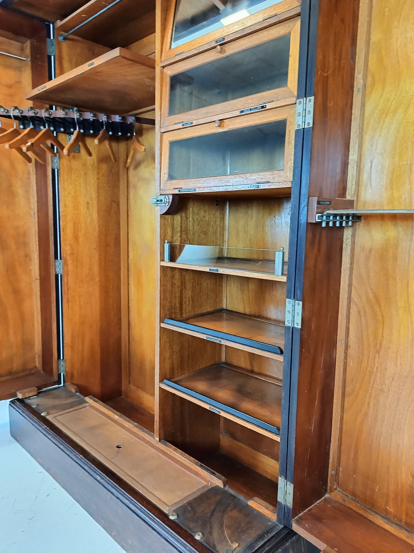 1920s, Mahogany and Oak Compactom Ltd Gentleman's Wardrobe (1)