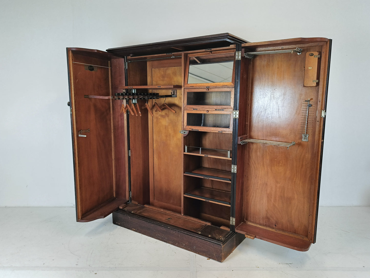 1920s, Mahogany and Oak Compactom Ltd Gentleman's Wardrobe (1)