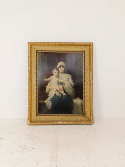 Old Antique Frame with Printed Maria