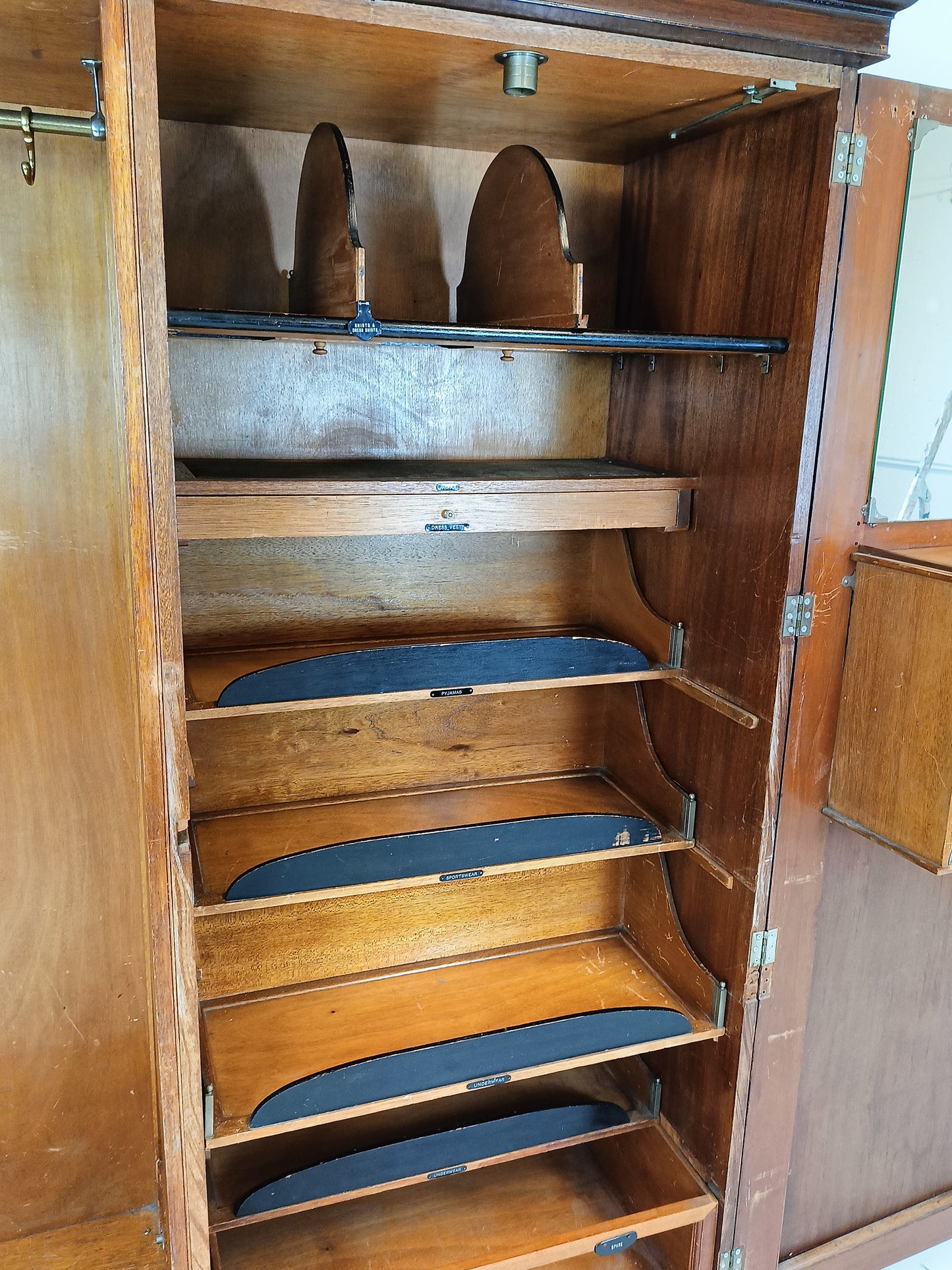 1920s, Mahogany and Oak Compactom Ltd Gentleman's Wardrobe (2)