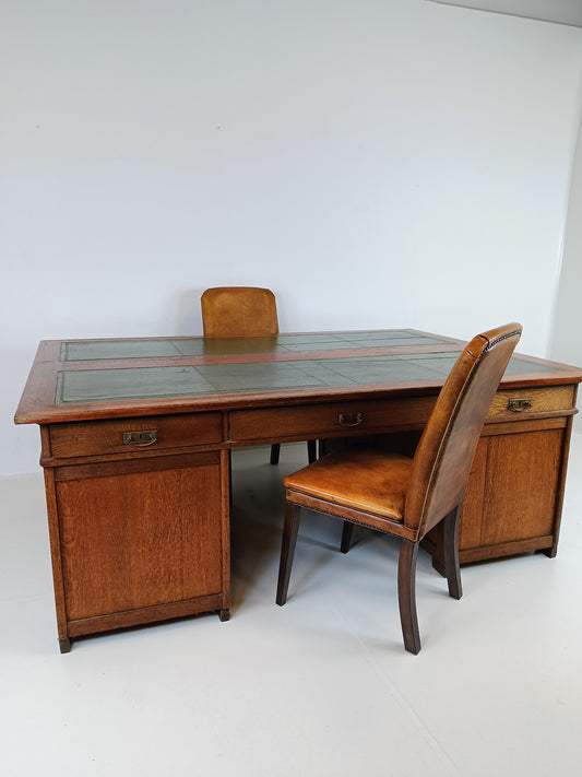 Solid Oak Antique Partner Desk