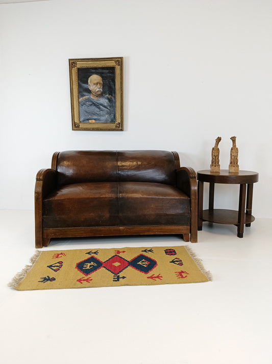 Art Deco Leather Sofa  1920