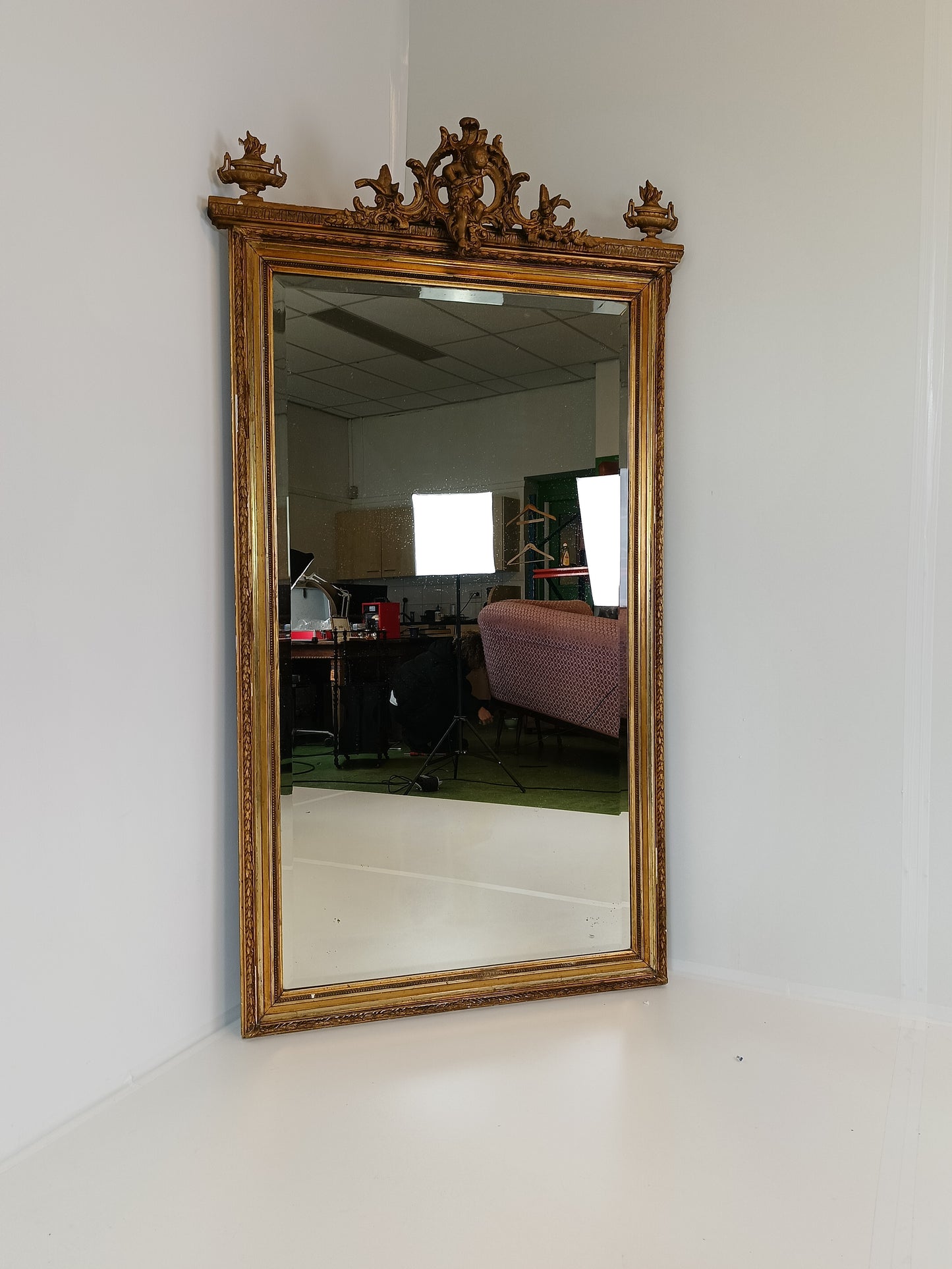 Original French Antique Golden Ornament Mirror