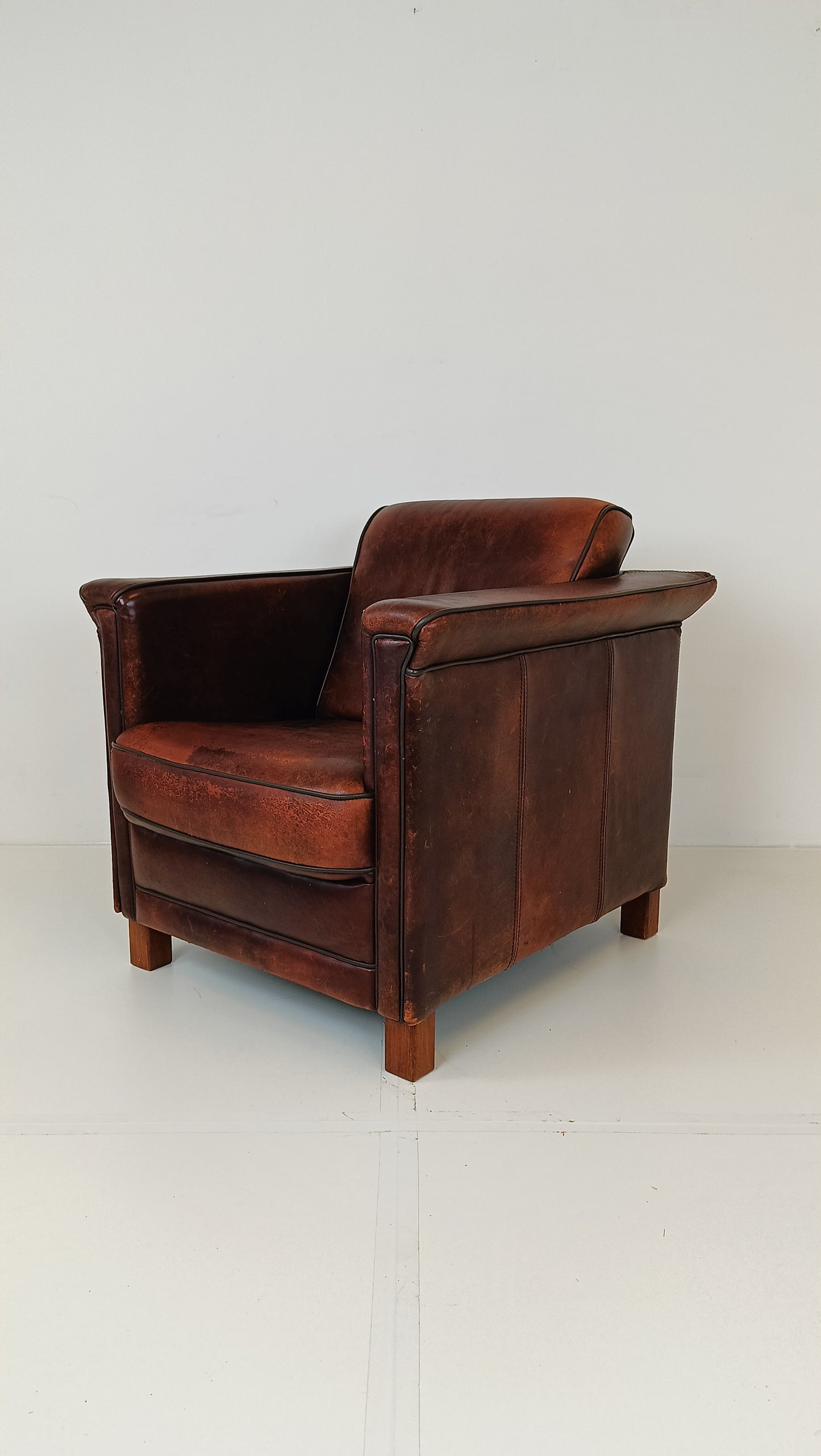 Art Deco Sheep Leather Arm Chair