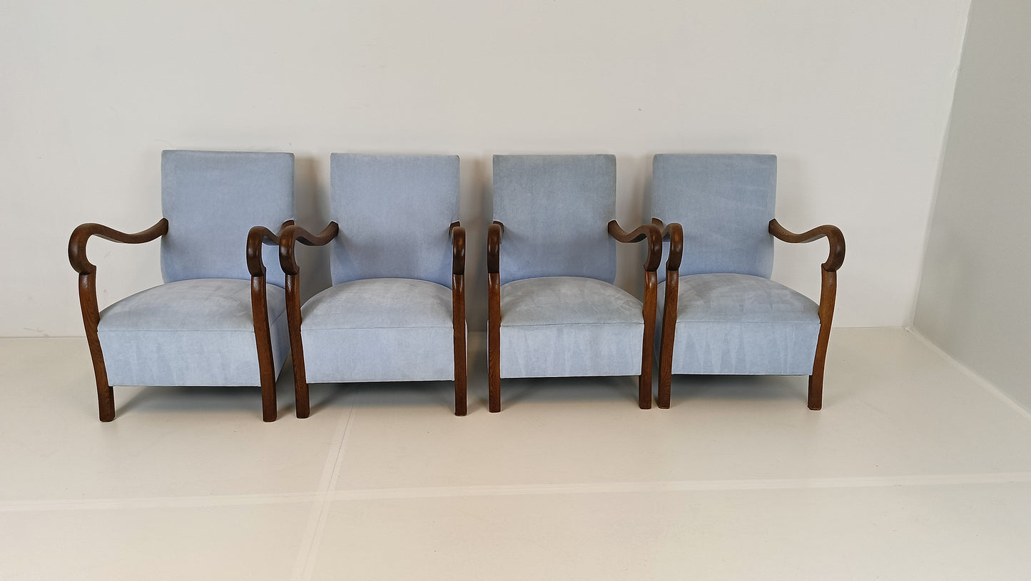 Beautiful Set Of Four Pastel Blue Chairs