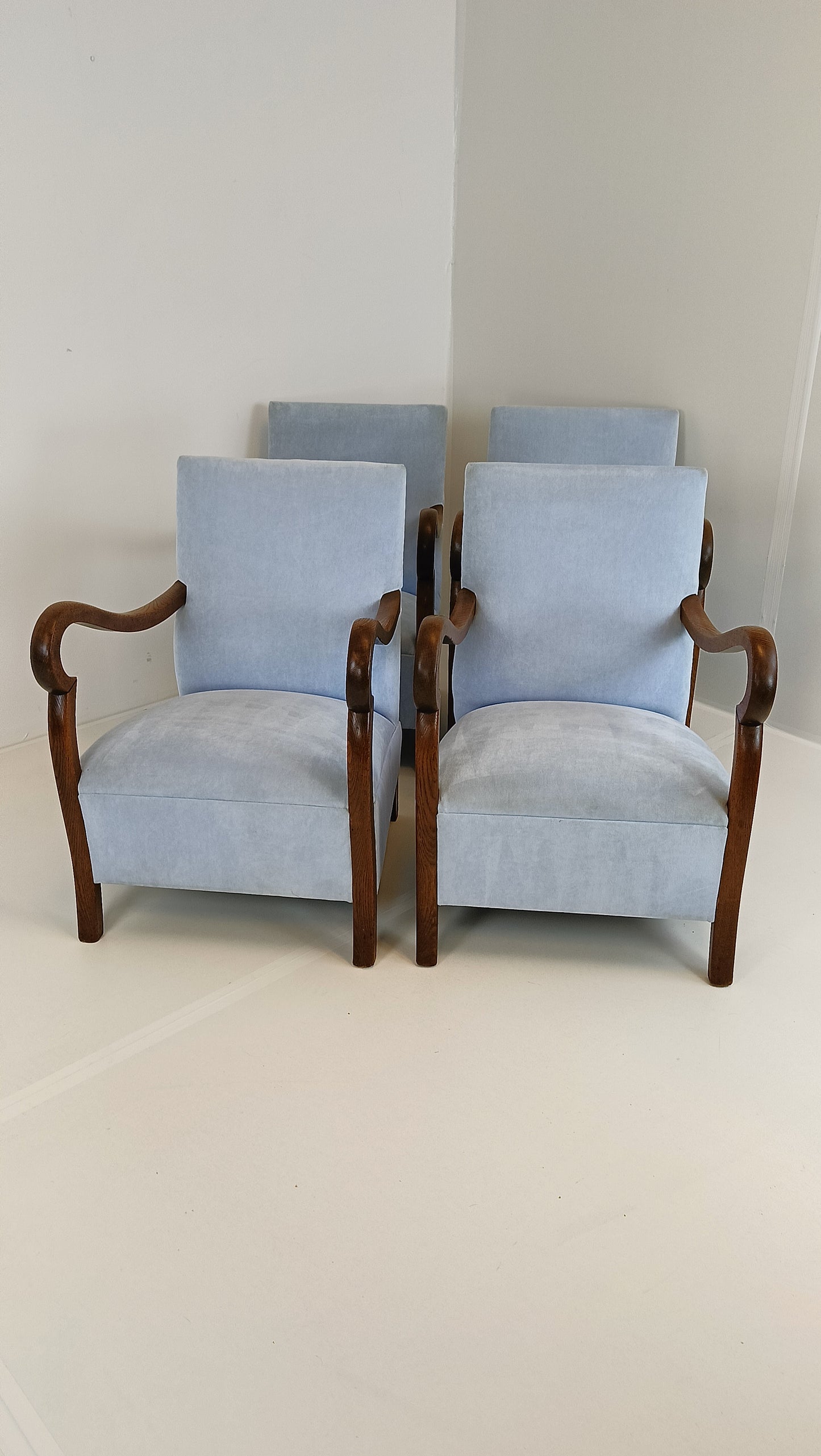 Beautiful Set Of Four Pastel Blue Chairs