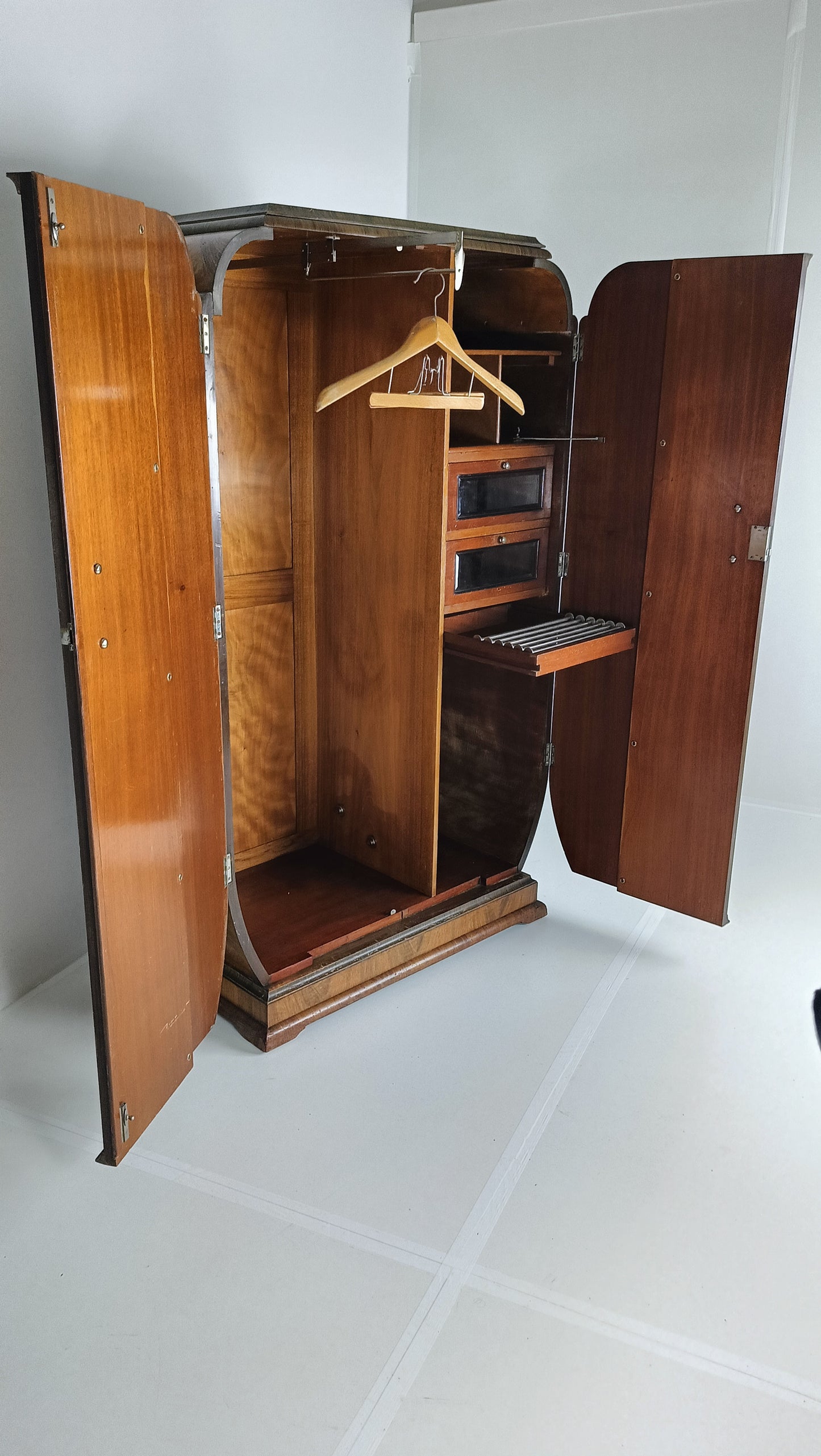 Stunning English Art Deco Burrnut Wardrobe