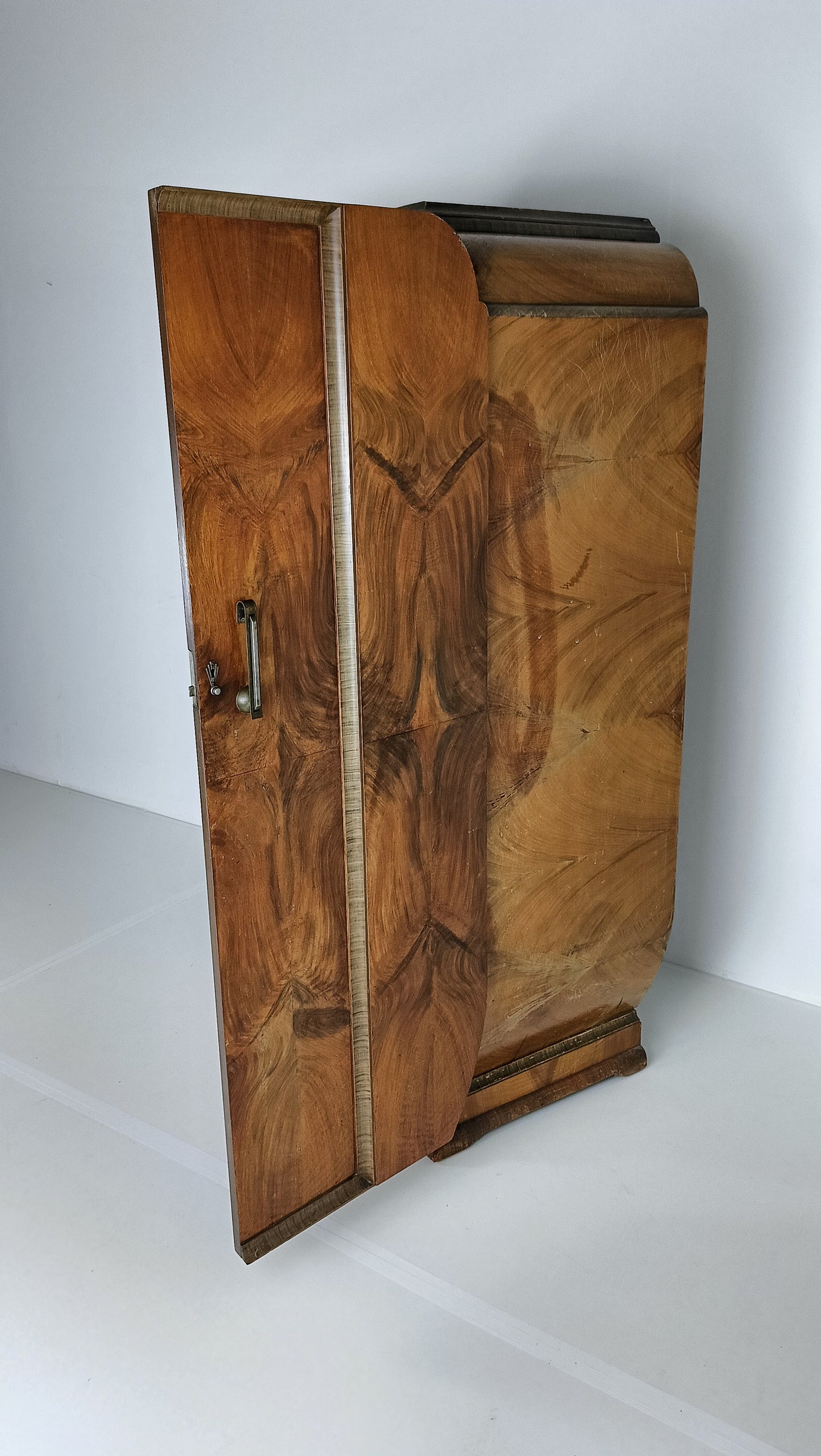 Stunning English Art Deco Burrnut Wardrobe