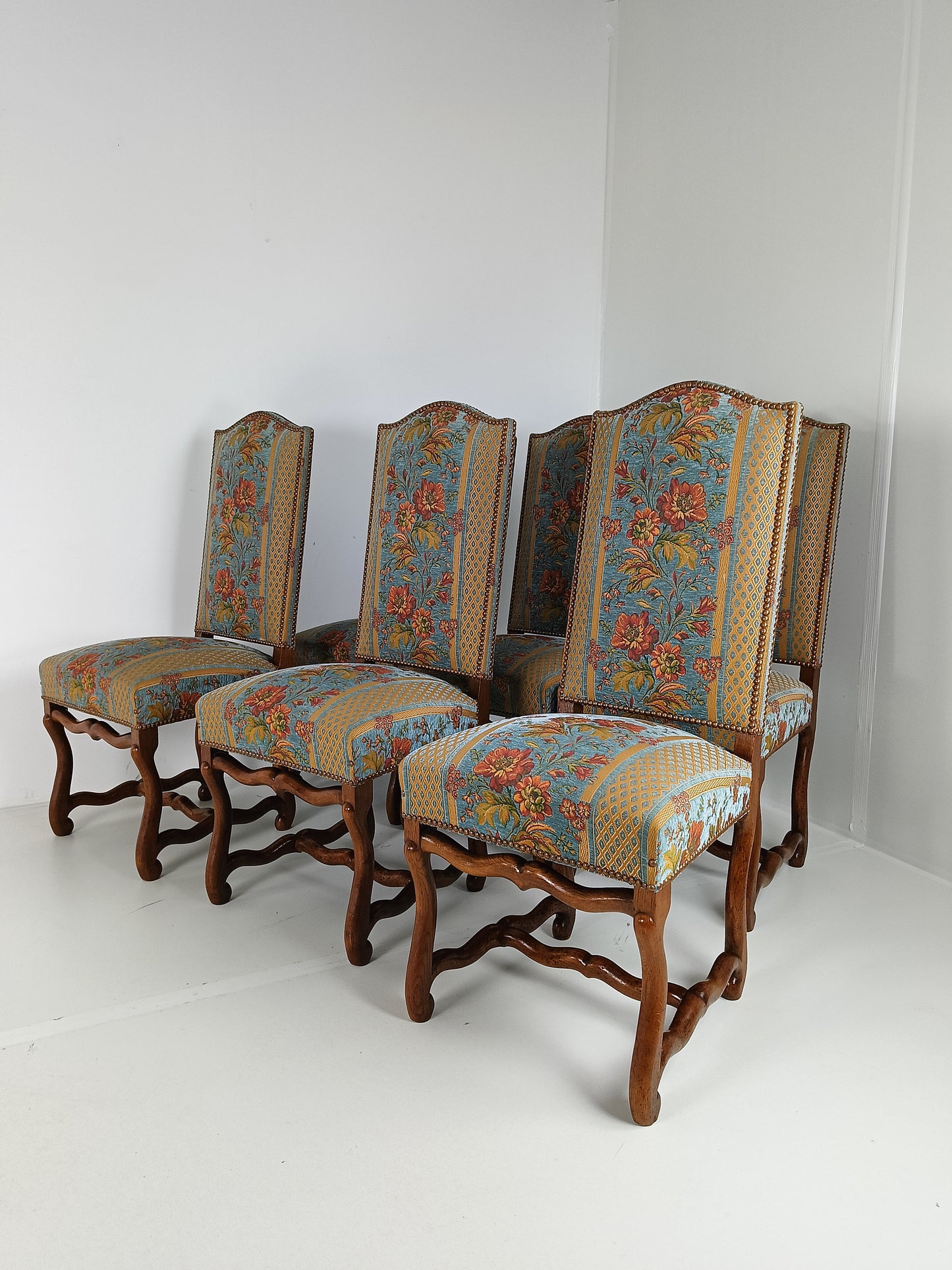 Beech Os De Mouton Tapestry Chairs (set of 6)