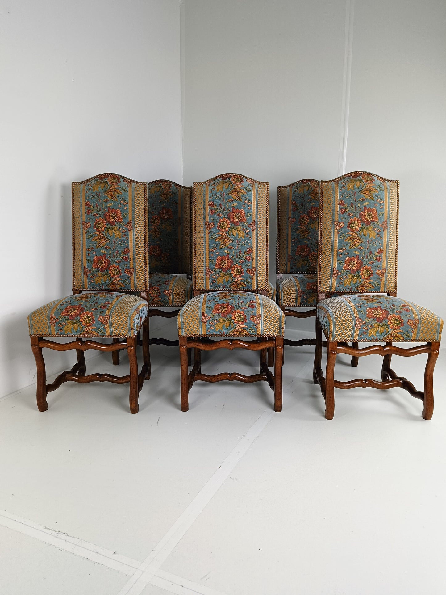 Beech Os De Mouton Tapestry Chairs (set of 6)