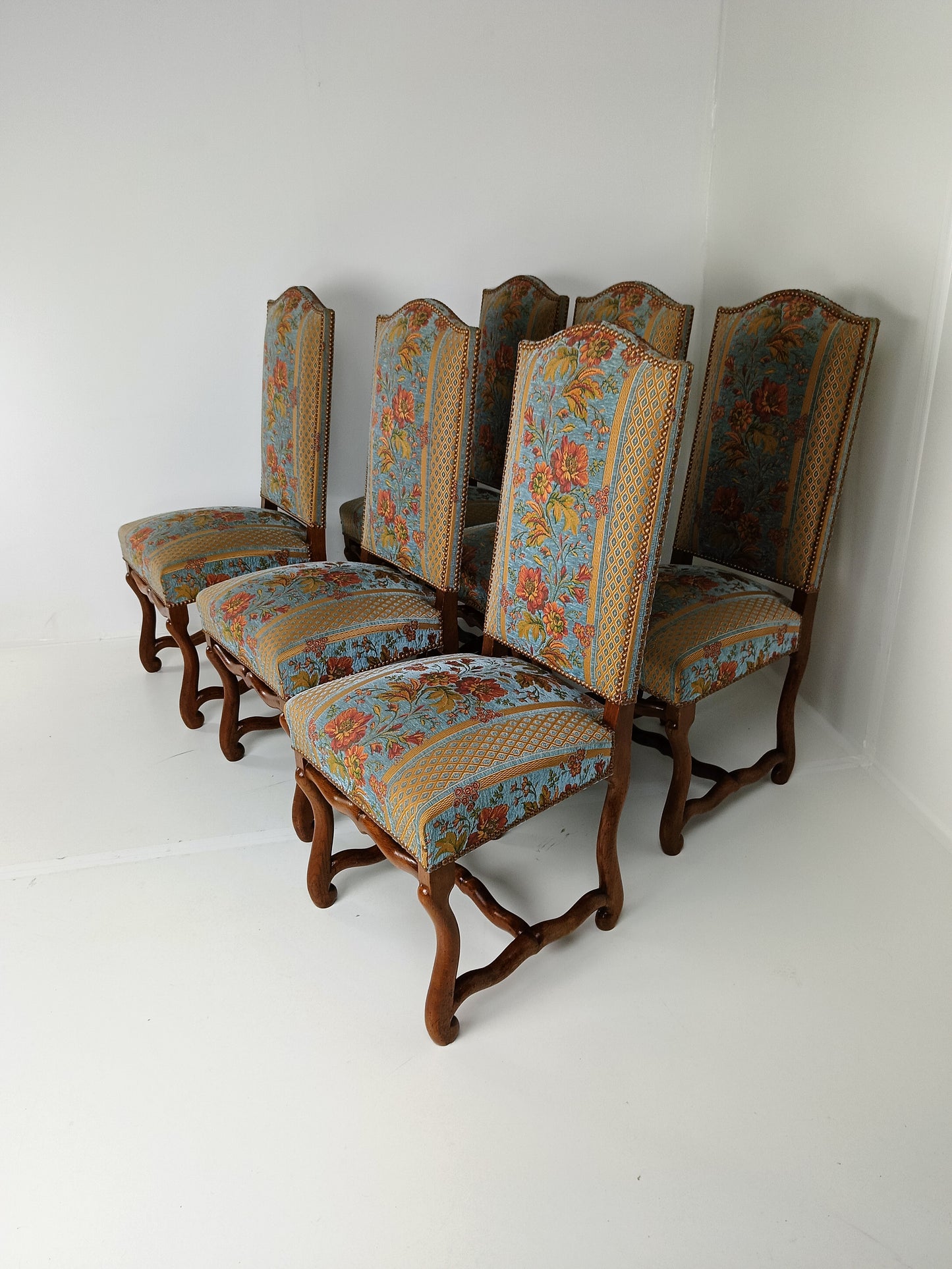 Beech Os De Mouton Tapestry Chairs (set of 6)