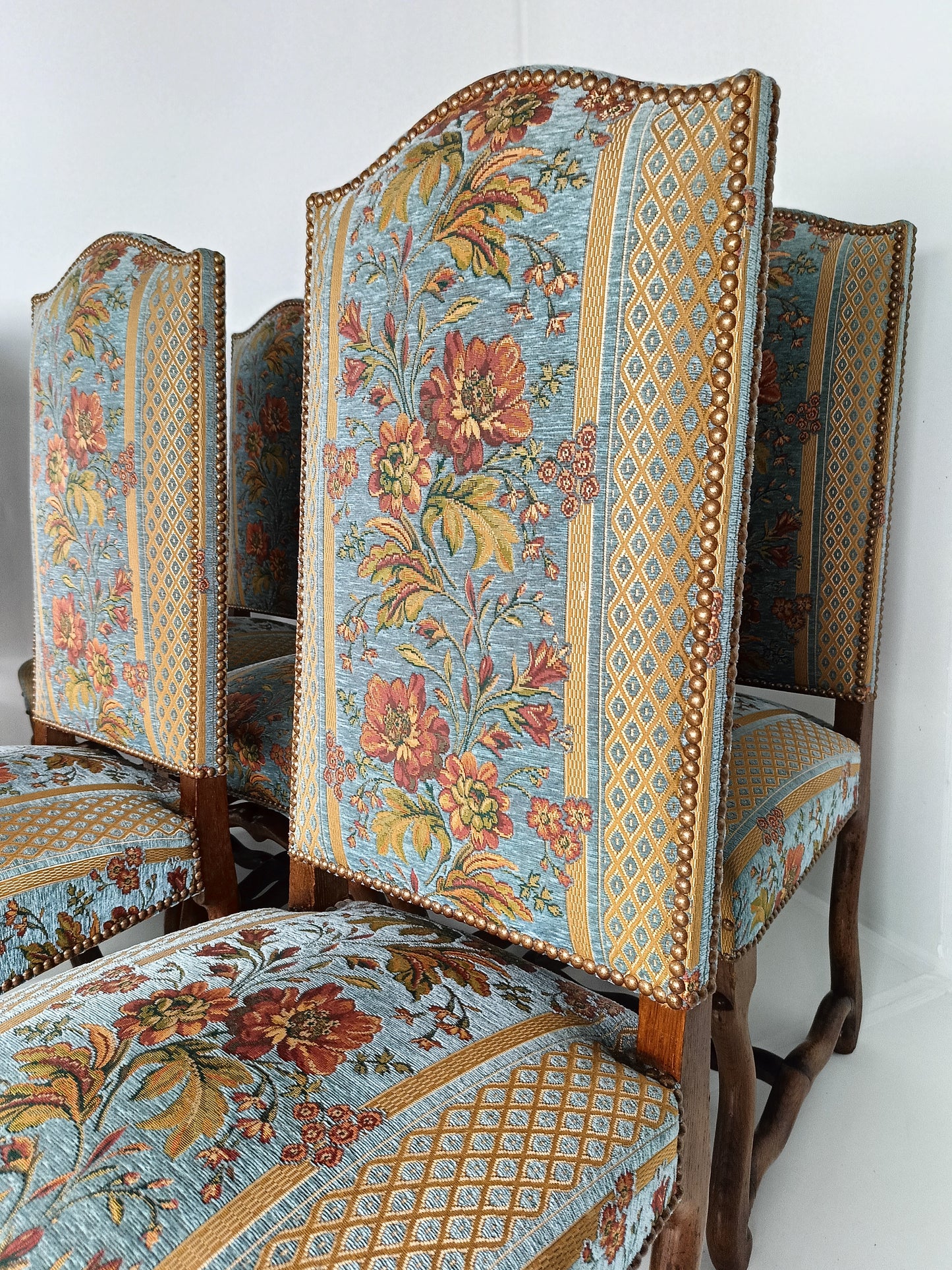 Beech Os De Mouton Tapestry Chairs (set of 6)