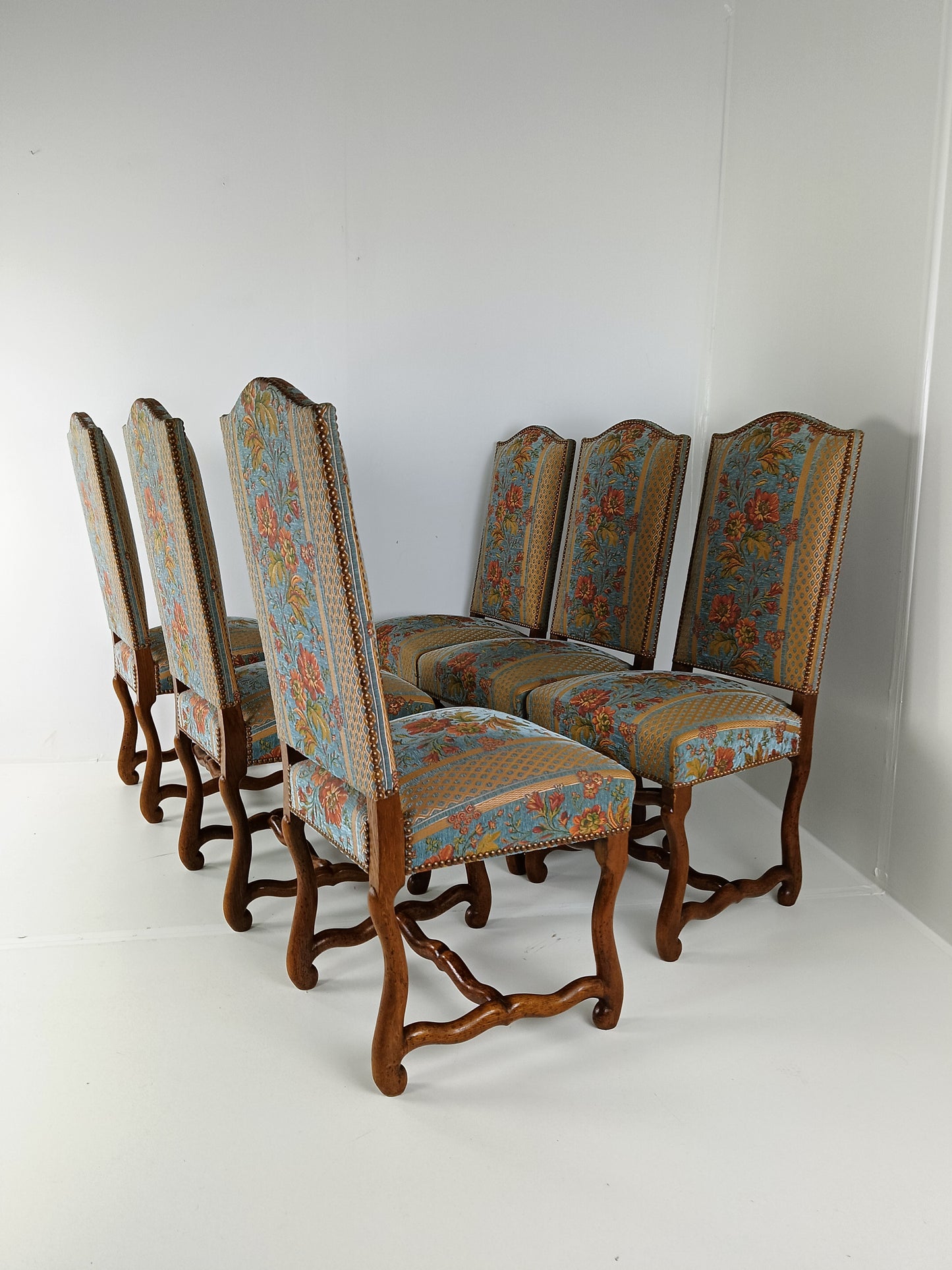 Beech Os De Mouton Tapestry Chairs (set of 6)