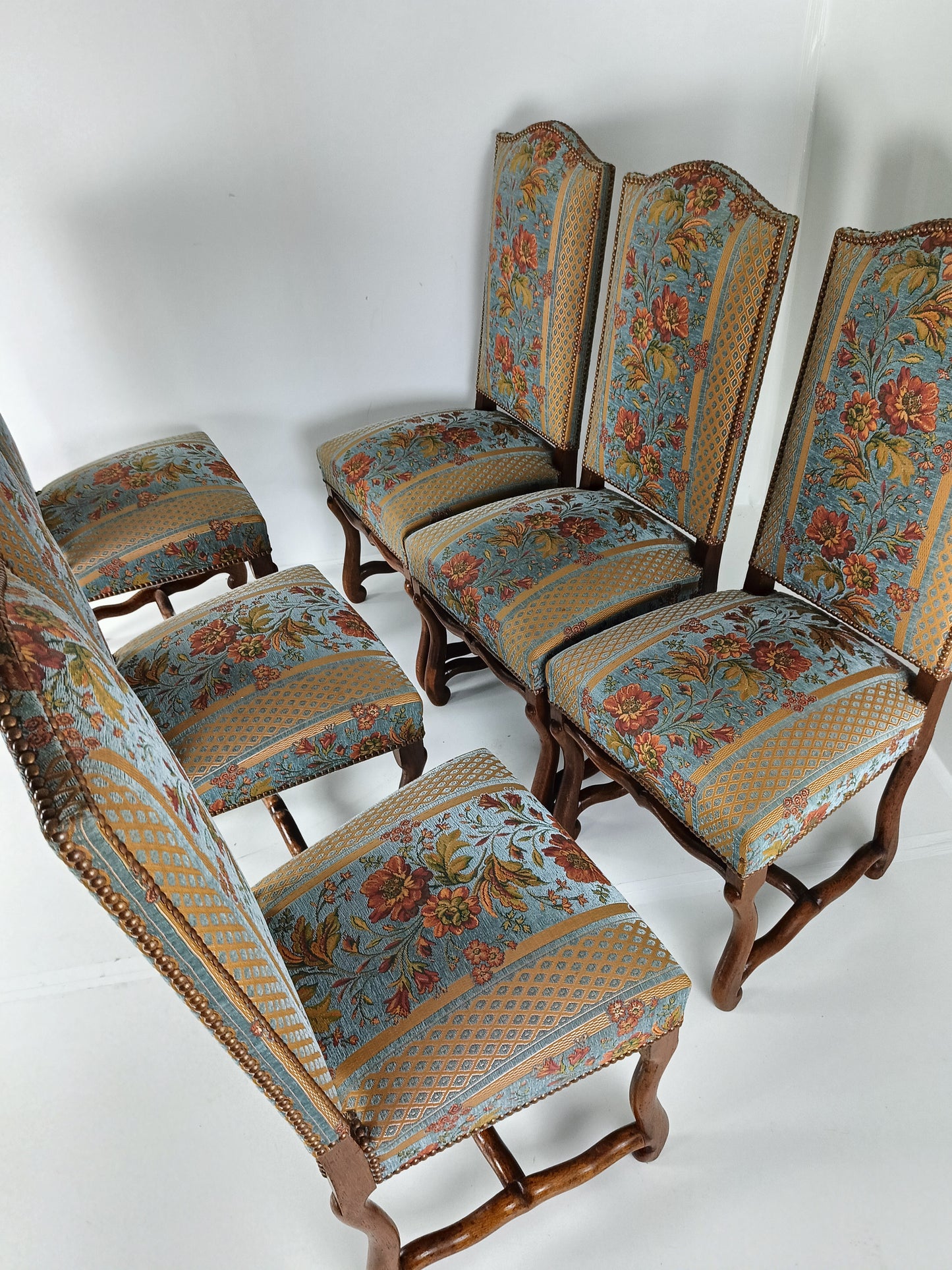 Beech Os De Mouton Tapestry Chairs (set of 6)