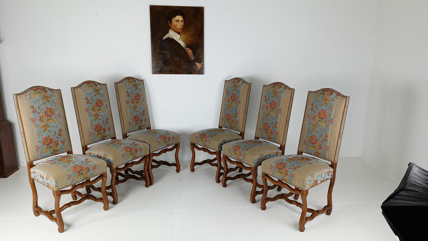 Beech Os De Mouton Tapestry Chairs (set of 6)