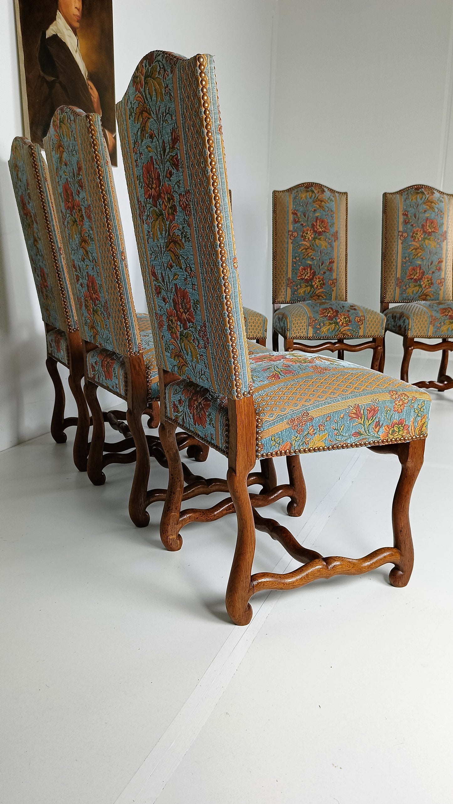 Beech Os De Mouton Tapestry Chairs (set of 6)