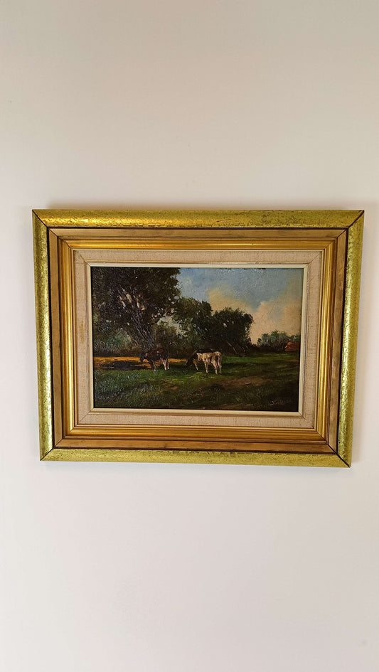 Stunning Landscape Painting With Cows Stunning Landscape Painting With Cows