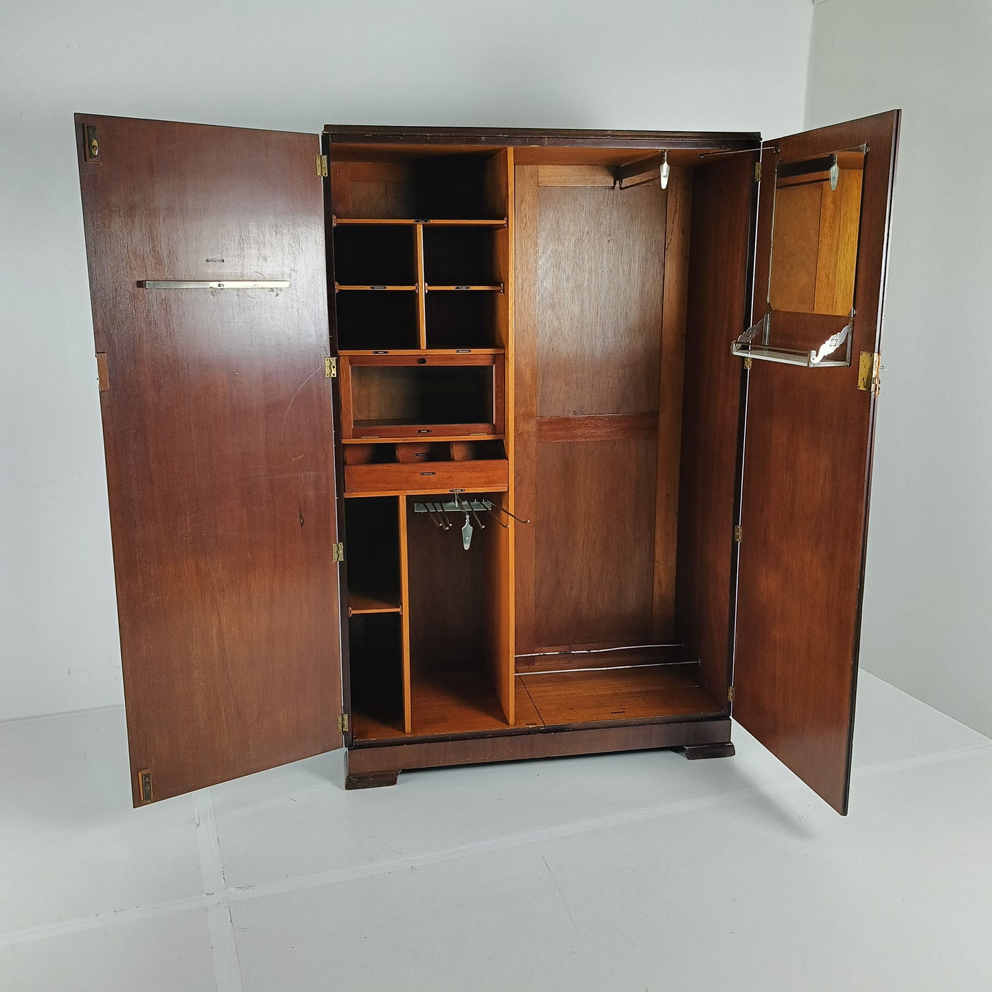 Amazing English Art Deco Burrnut Wardrobe