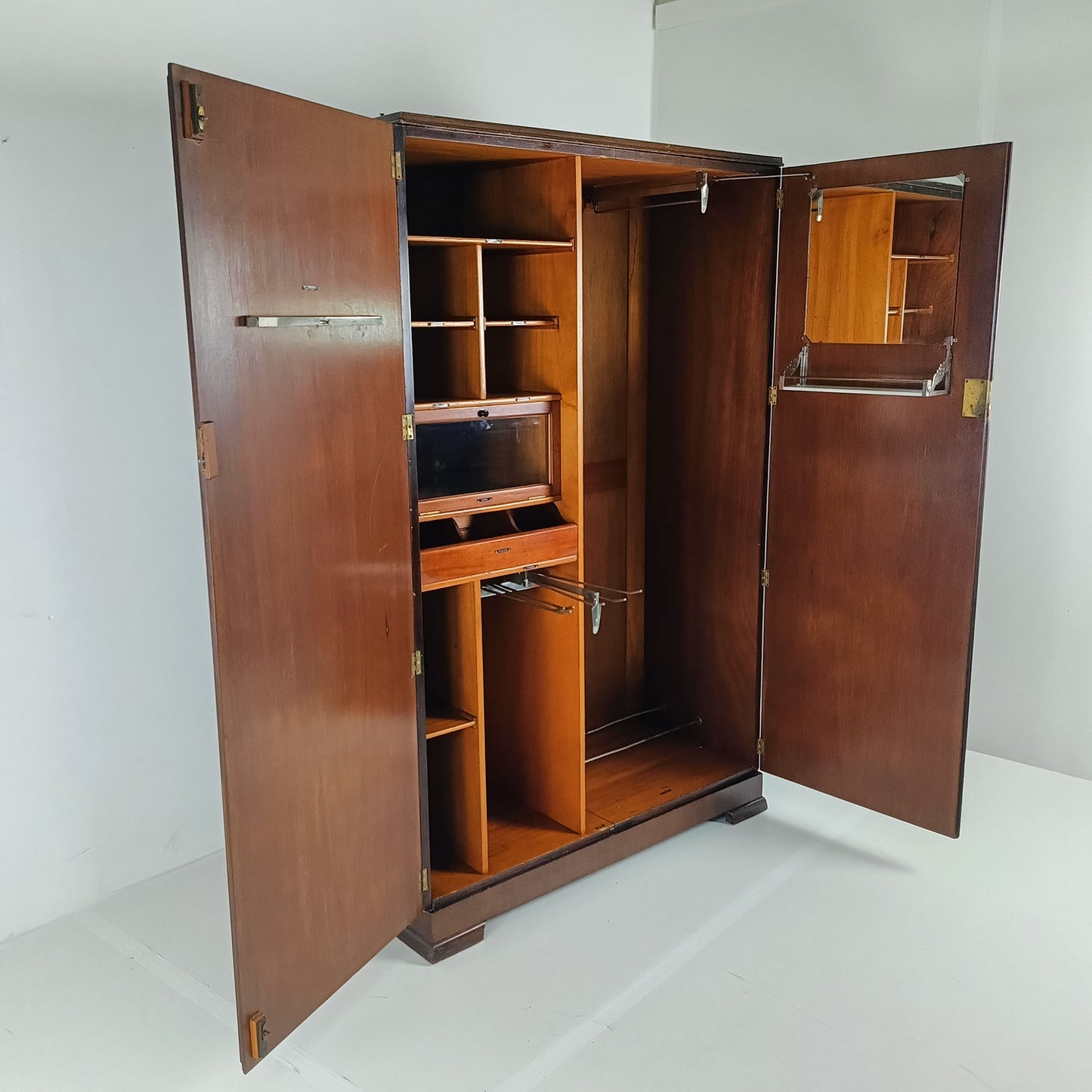 Amazing English Art Deco Burrnut Wardrobe