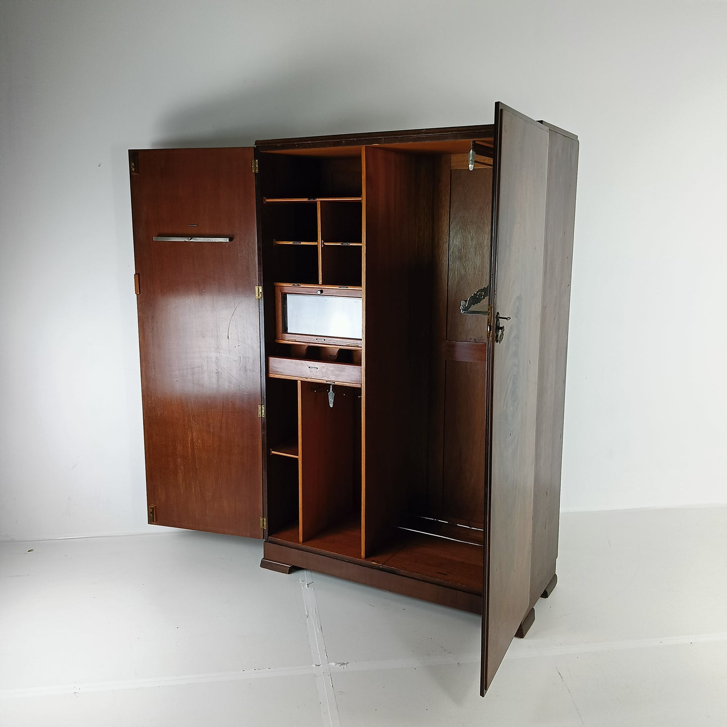 Amazing English Art Deco Burrnut Wardrobe