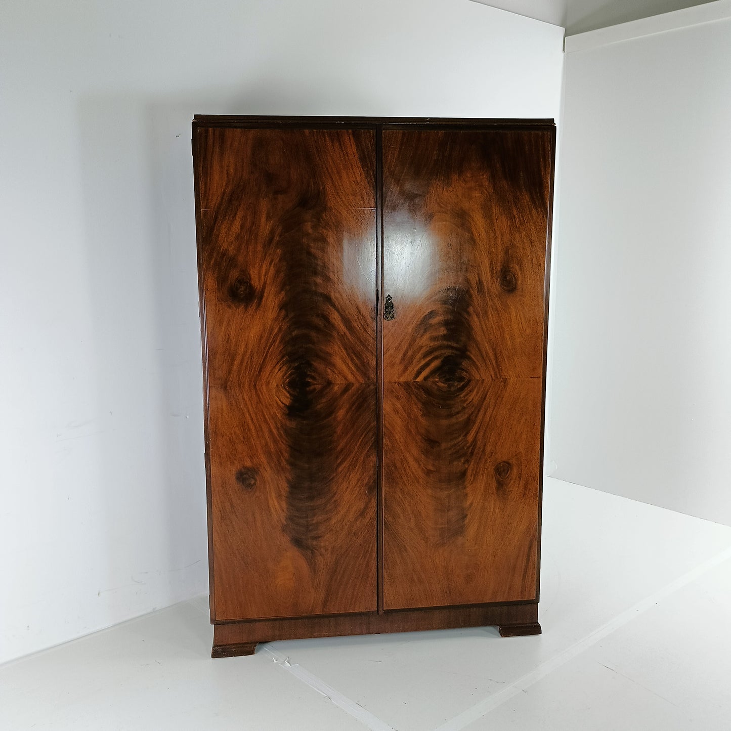 Amazing English Art Deco Burrnut Wardrobe