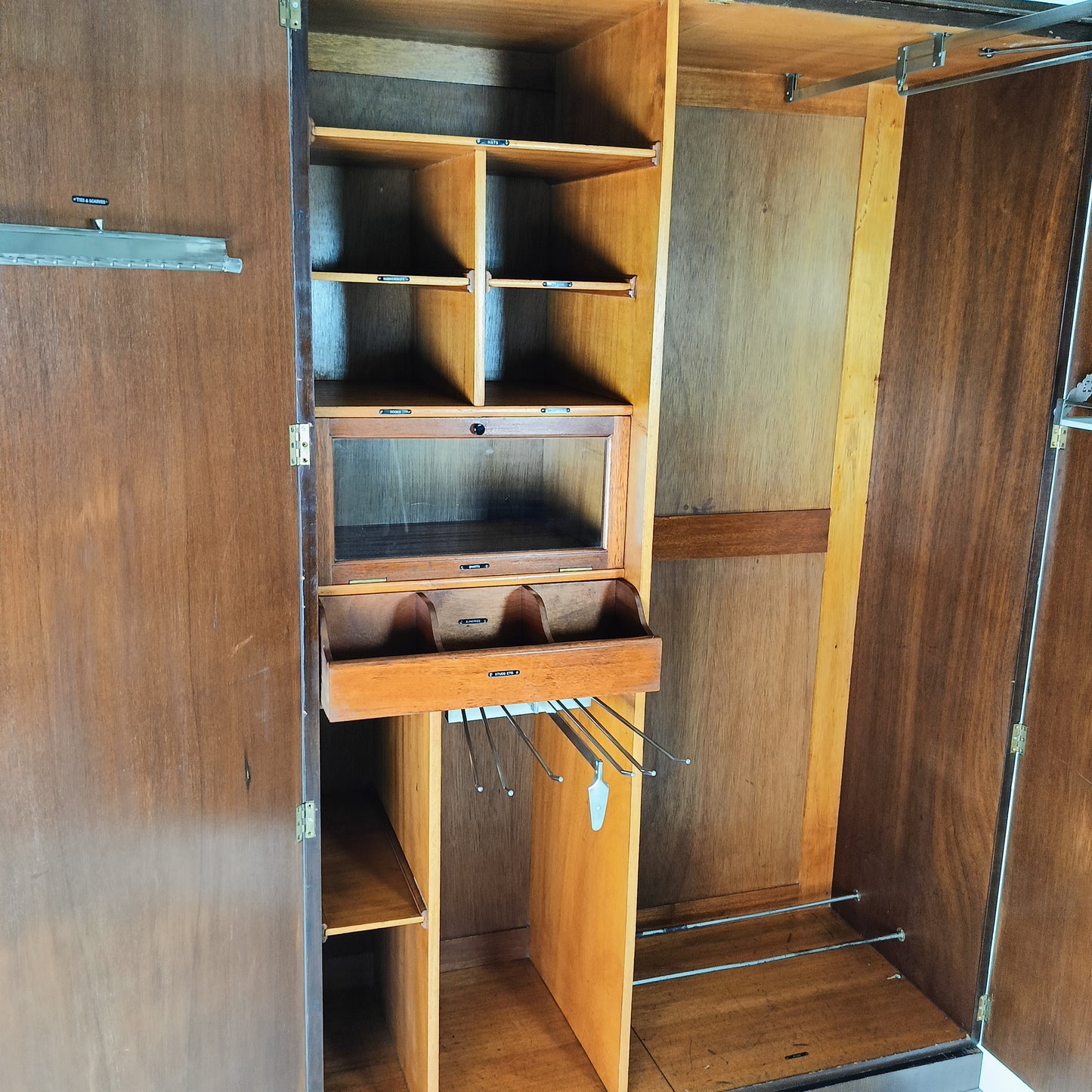 Amazing English Art Deco Burrnut Wardrobe