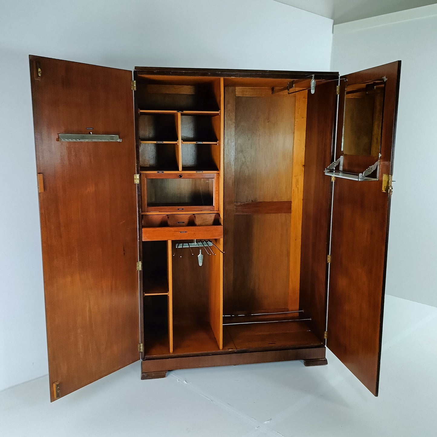 Amazing English Art Deco Burrnut Wardrobe