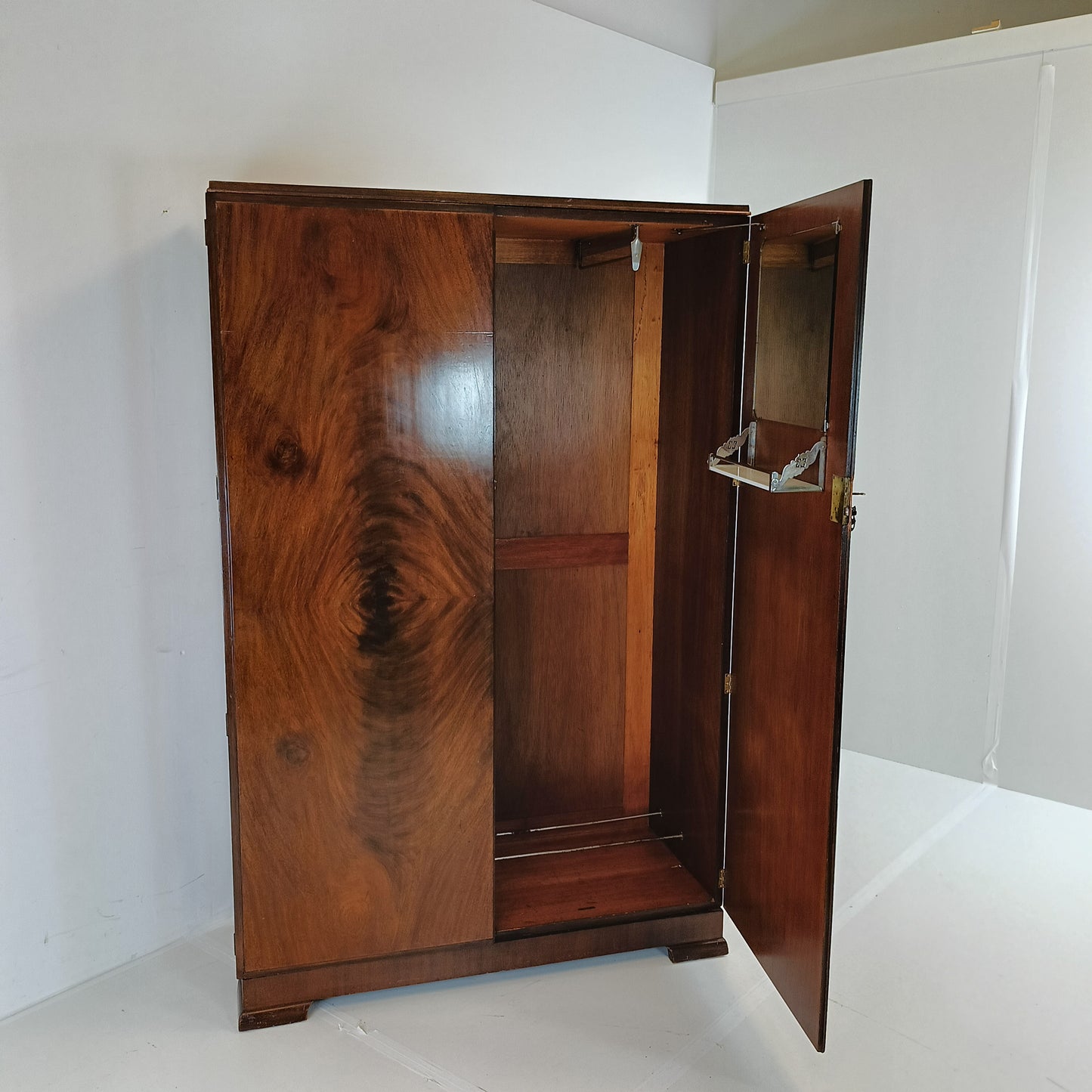 Amazing English Art Deco Burrnut Wardrobe