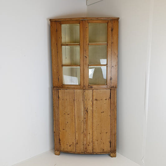 Unique Antique Pine Corner Cabinet