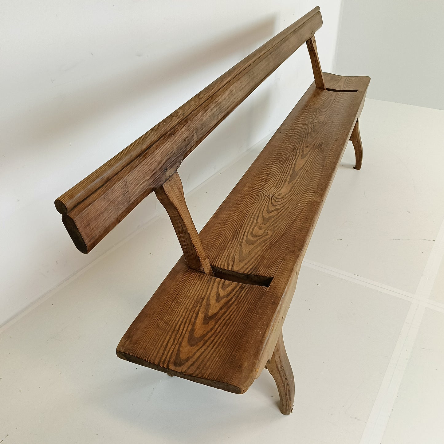 Victorian Pitch Pine long Railway Antique Bench