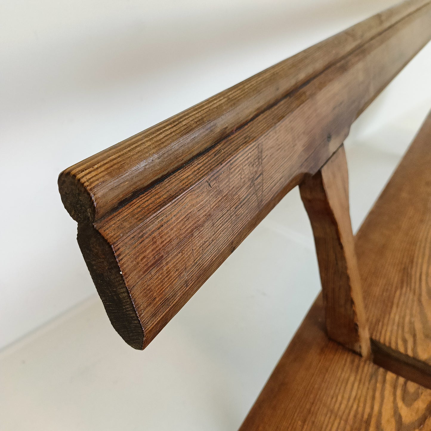 Victorian Pitch Pine long Railway Antique Bench