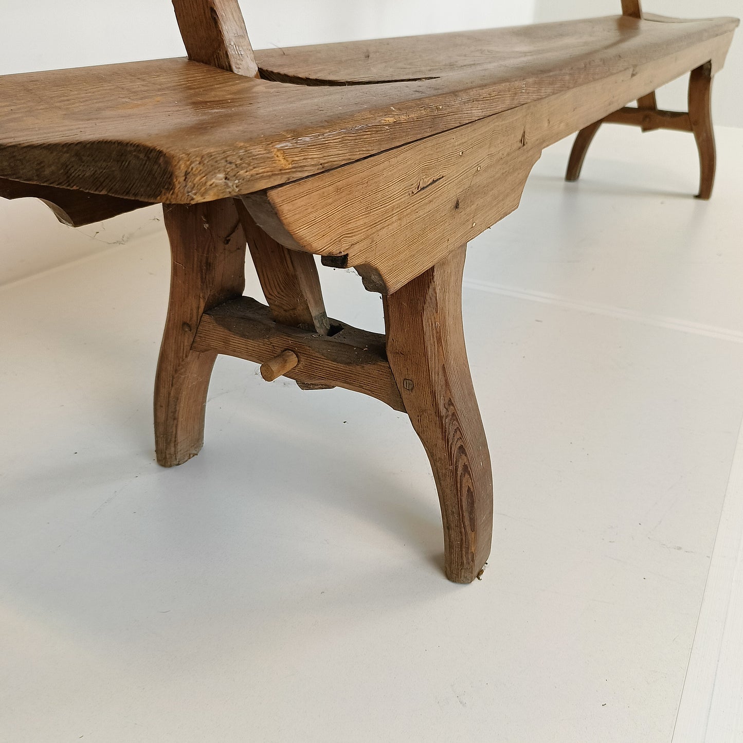 Victorian Pitch Pine long Railway Antique Bench