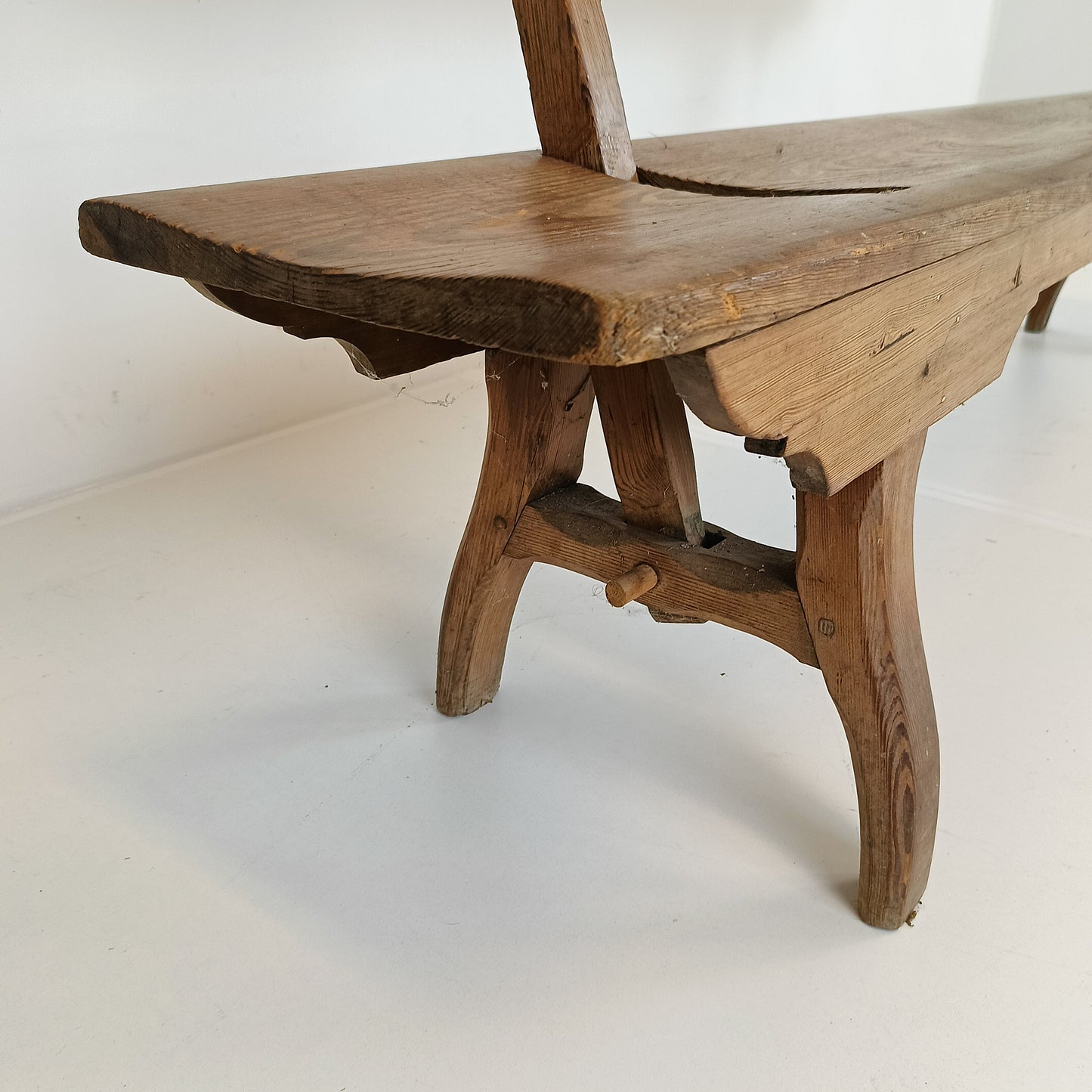 Victorian Pitch Pine long Railway Antique Bench