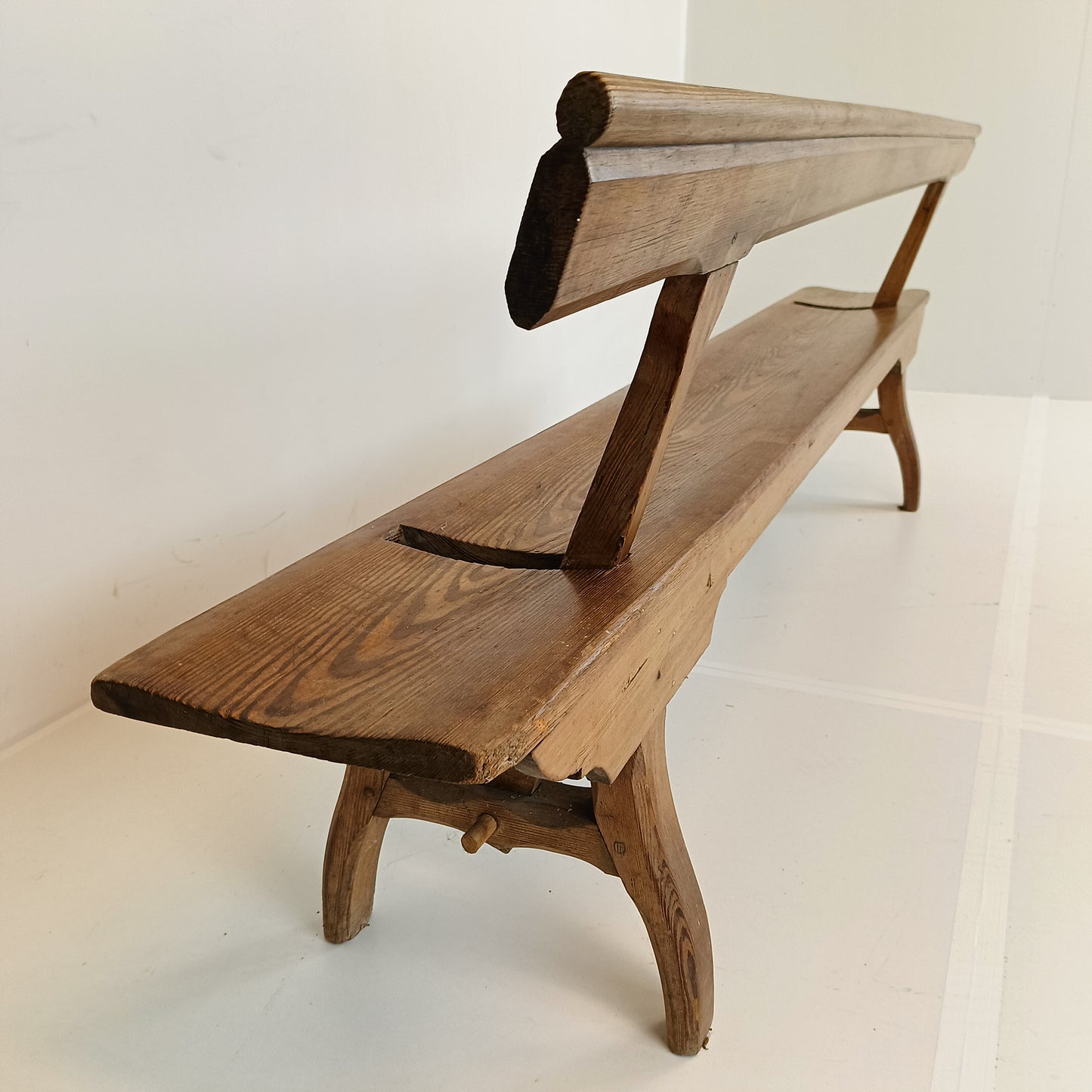 Victorian Pitch Pine long Railway Antique Bench