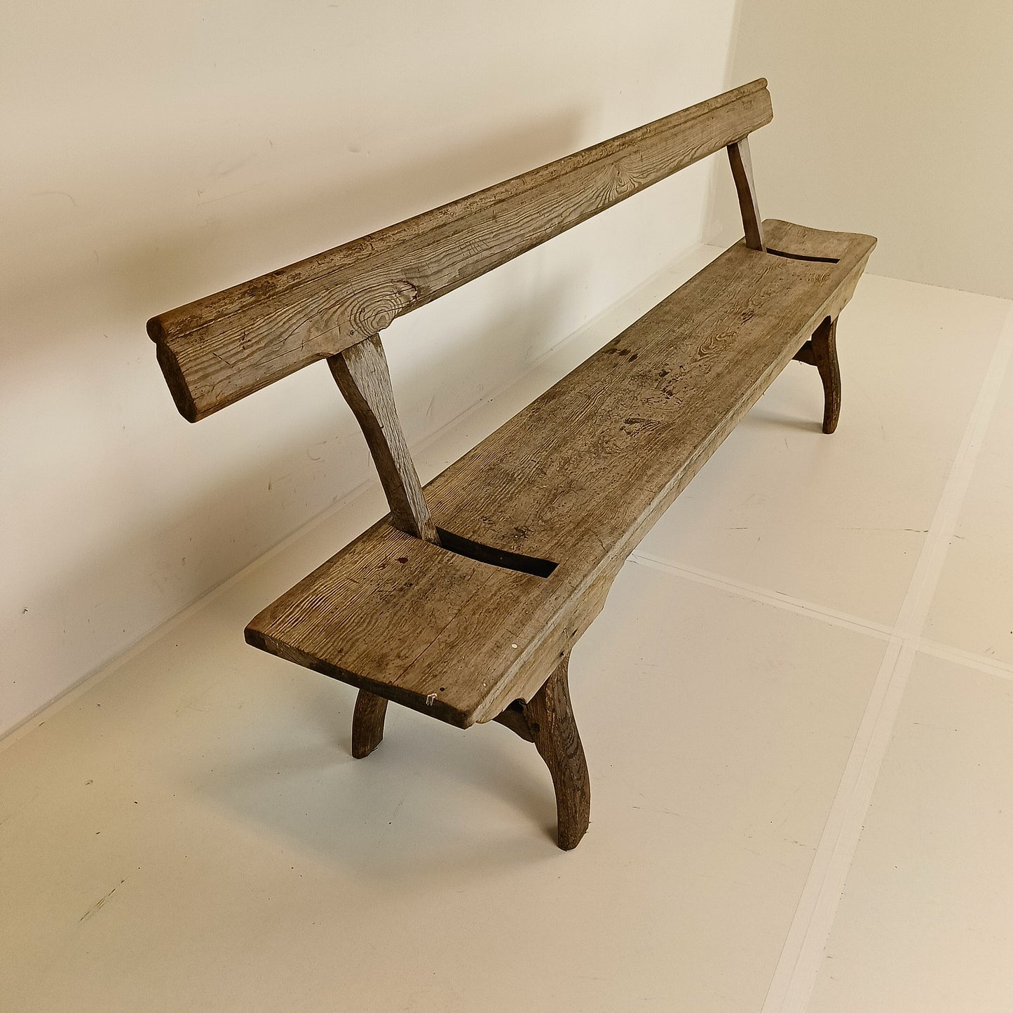 Victorian Pitch Pine long Railway Antique Bench