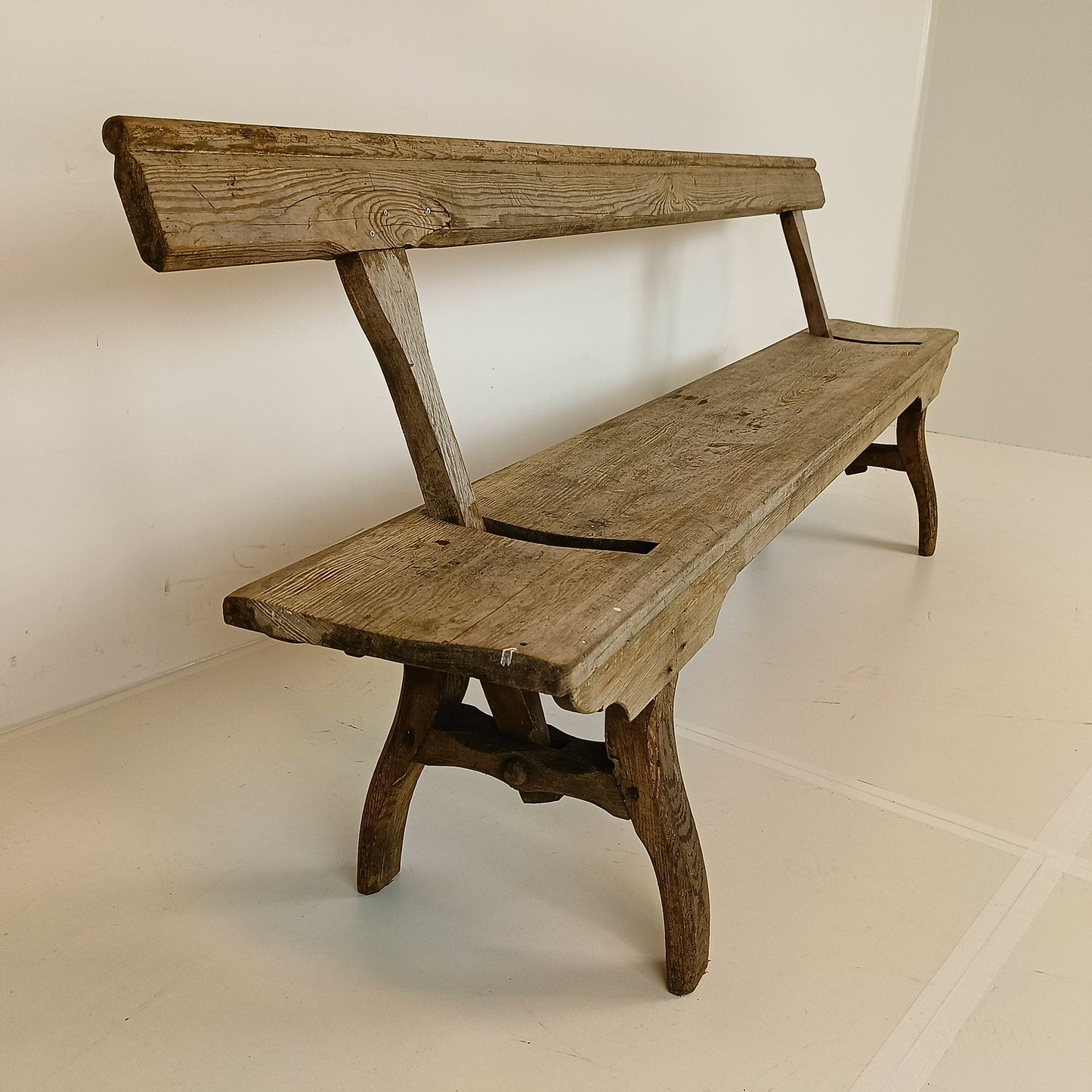 Victorian Pitch Pine long Railway Antique Bench